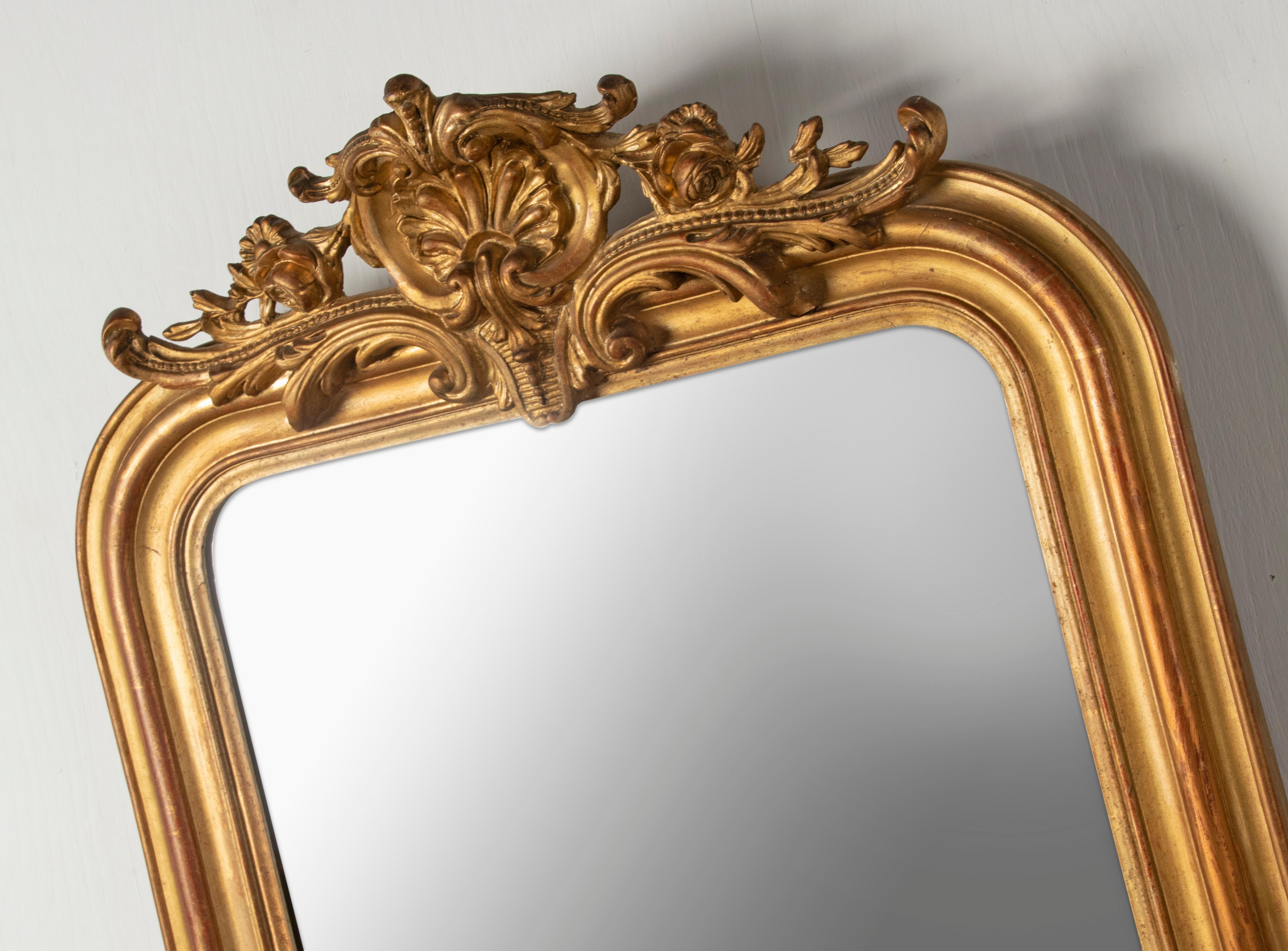 Late 19th Century 19th Century Louis Philippe Style Gold Leaf Wall Mirror