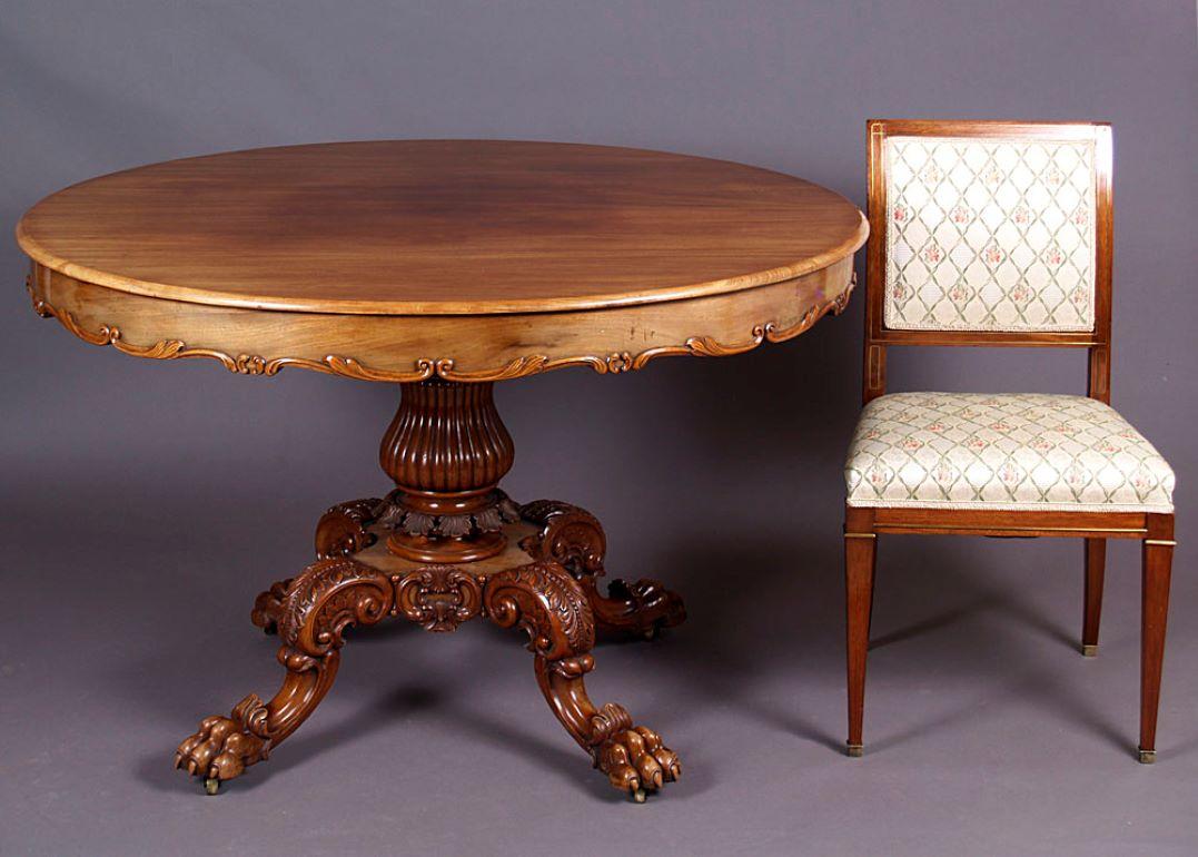 19th Century Louis Philippe Style Round Table on Lion's Paws For Sale 5