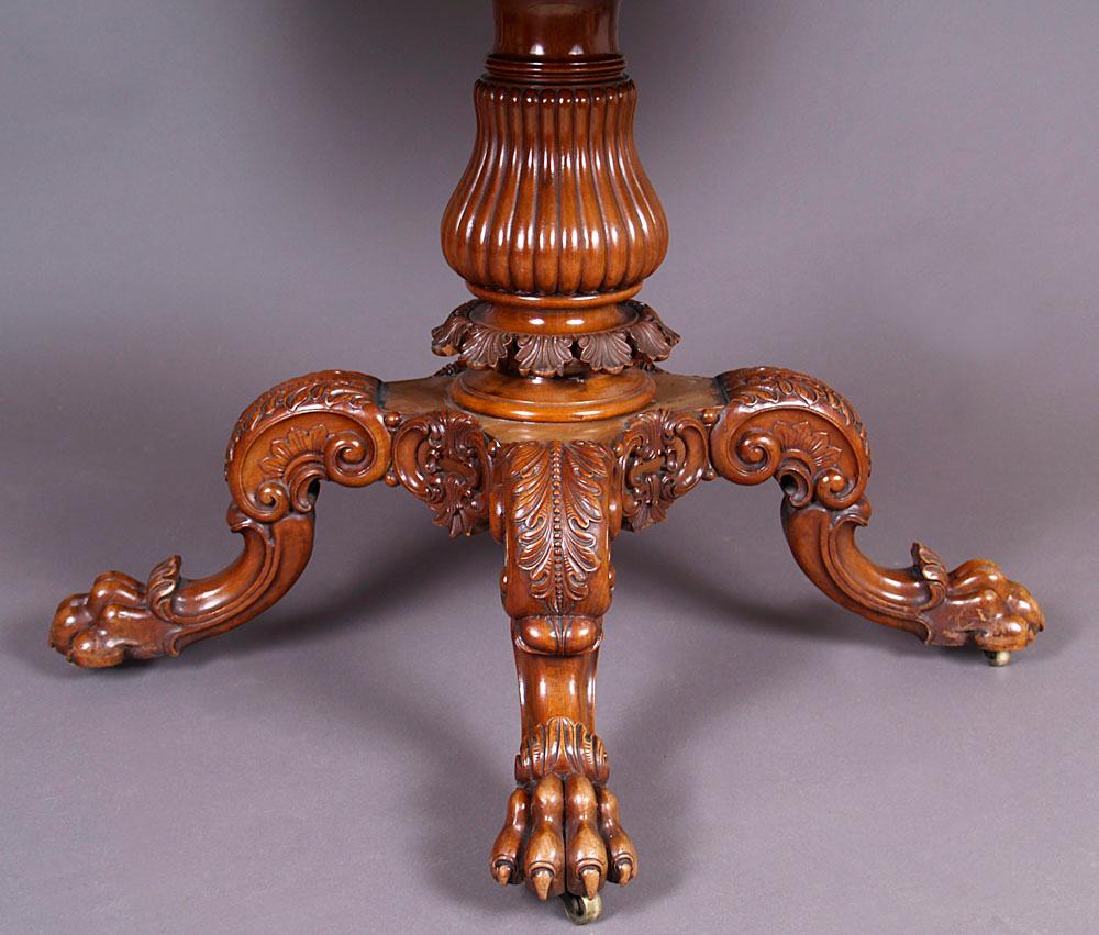 Mahogany 19th Century Louis Philippe Style Round Table on Lion's Paws For Sale