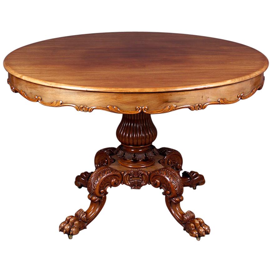 19th Century Louis Philippe Style Round Table on Lion's Paws For Sale