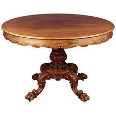 19th Century Louis Philippe Style Round Table on Lion's Paws