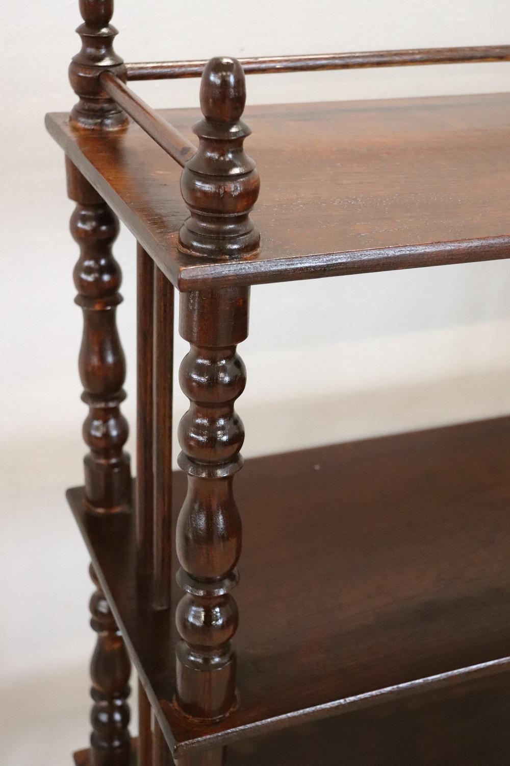 Italian 19th Century Louis Philippe Turned Oak Wood Antique Étagère / Shelves For Sale