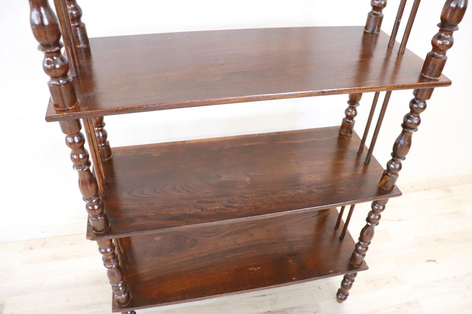 Mid-19th Century 19th Century Louis Philippe Turned Oak Wood Antique Étagère / Shelves For Sale