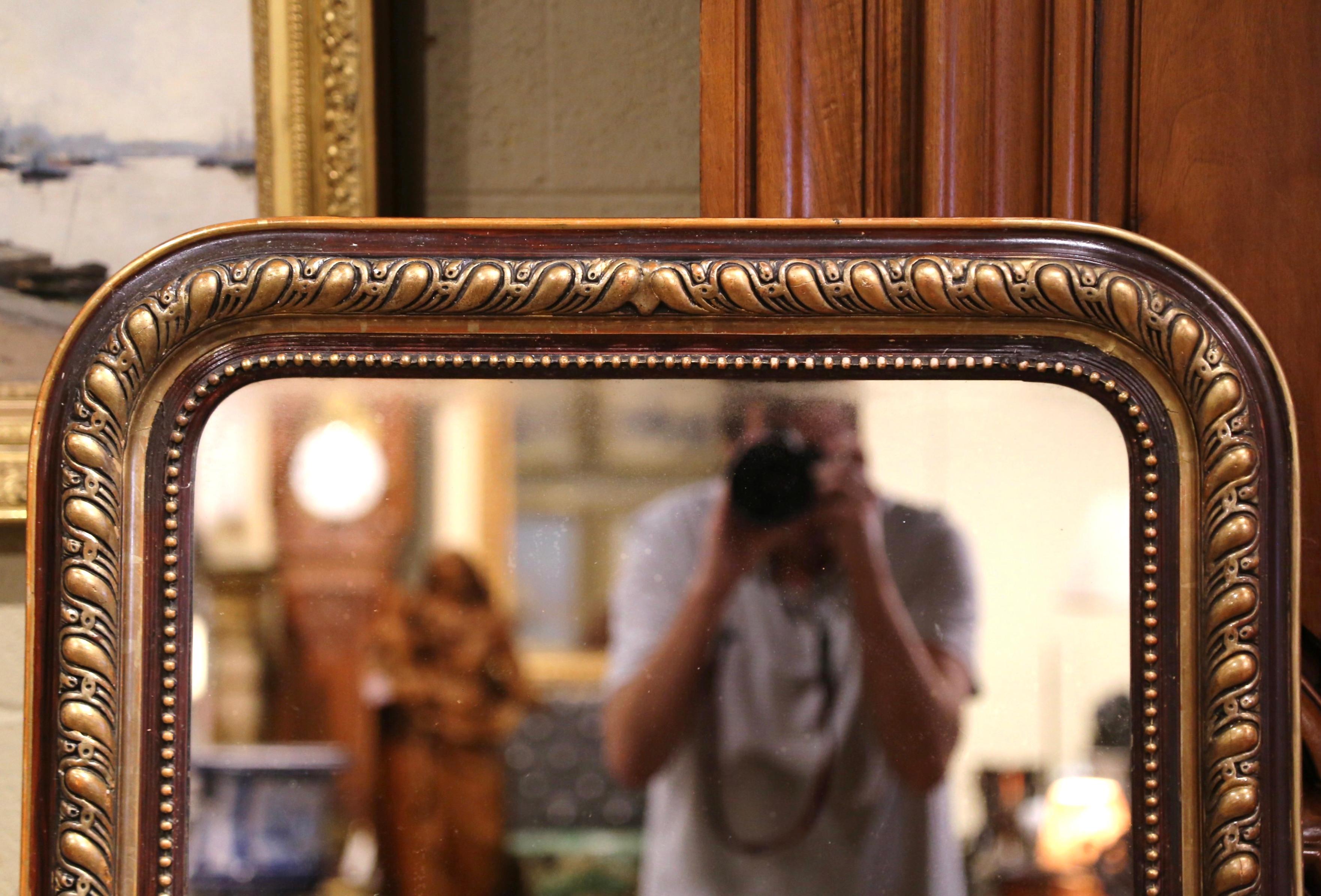 French 19th Century Louis Philippe Two-Tone Carved Gilt Wood and Paint Wall Mirror