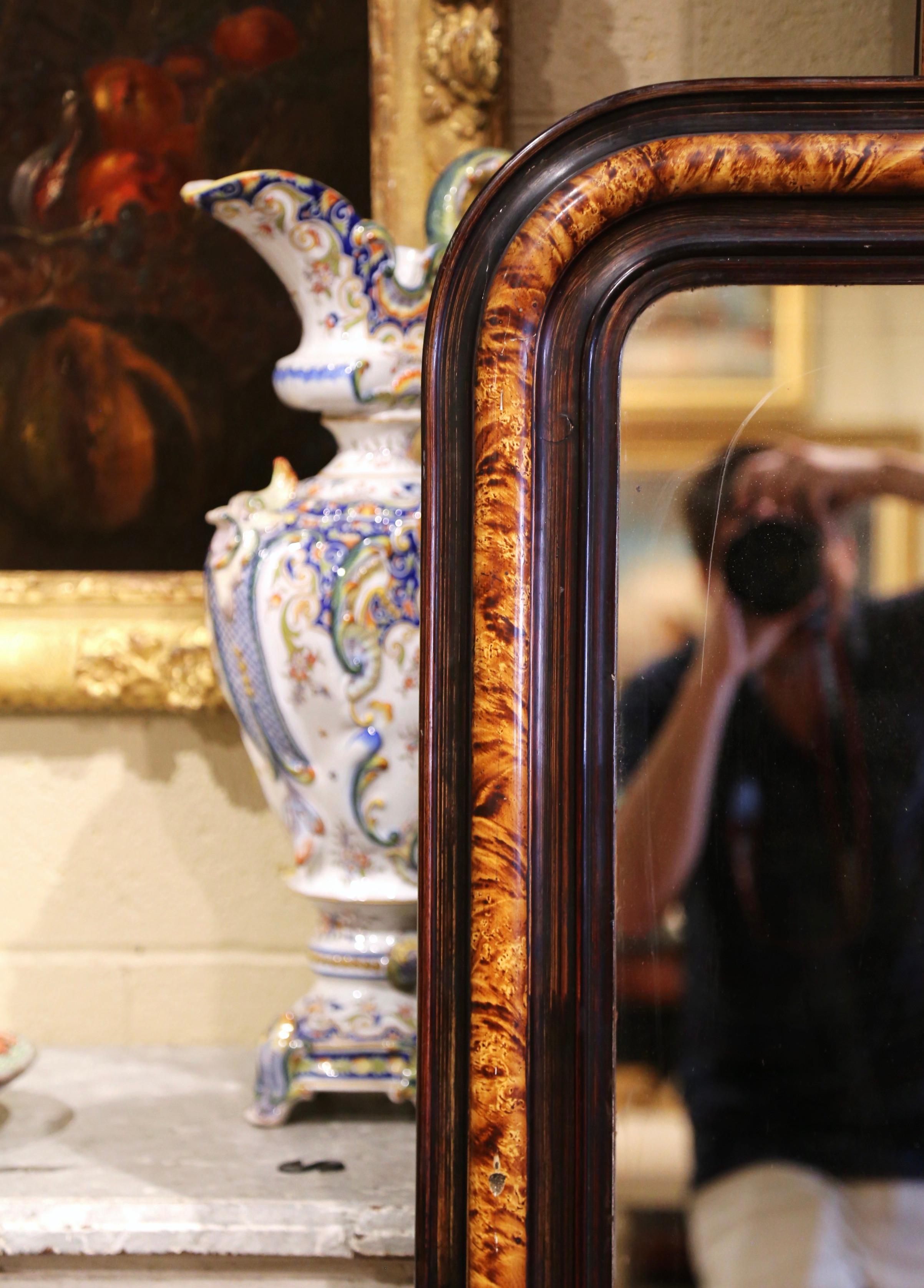 Hand-Crafted 19th Century Louis Philippe Two-Tone Faux Burl Wood Wall Mirror