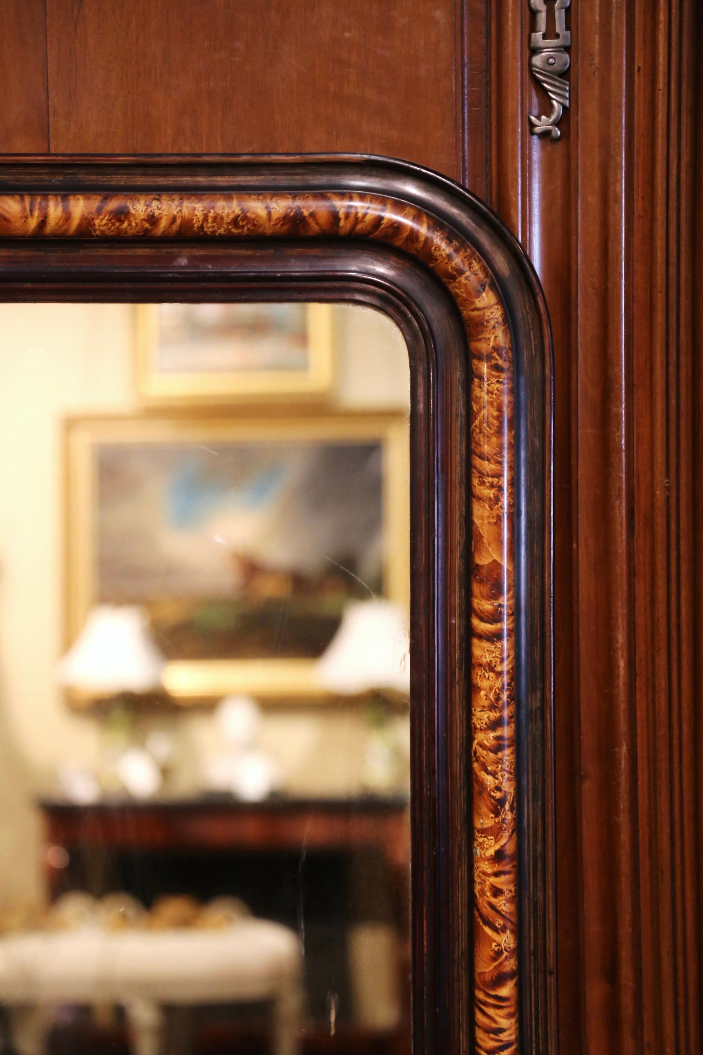 19th Century Louis Philippe Two-Tone Faux Burl Wood Wall Mirror 1