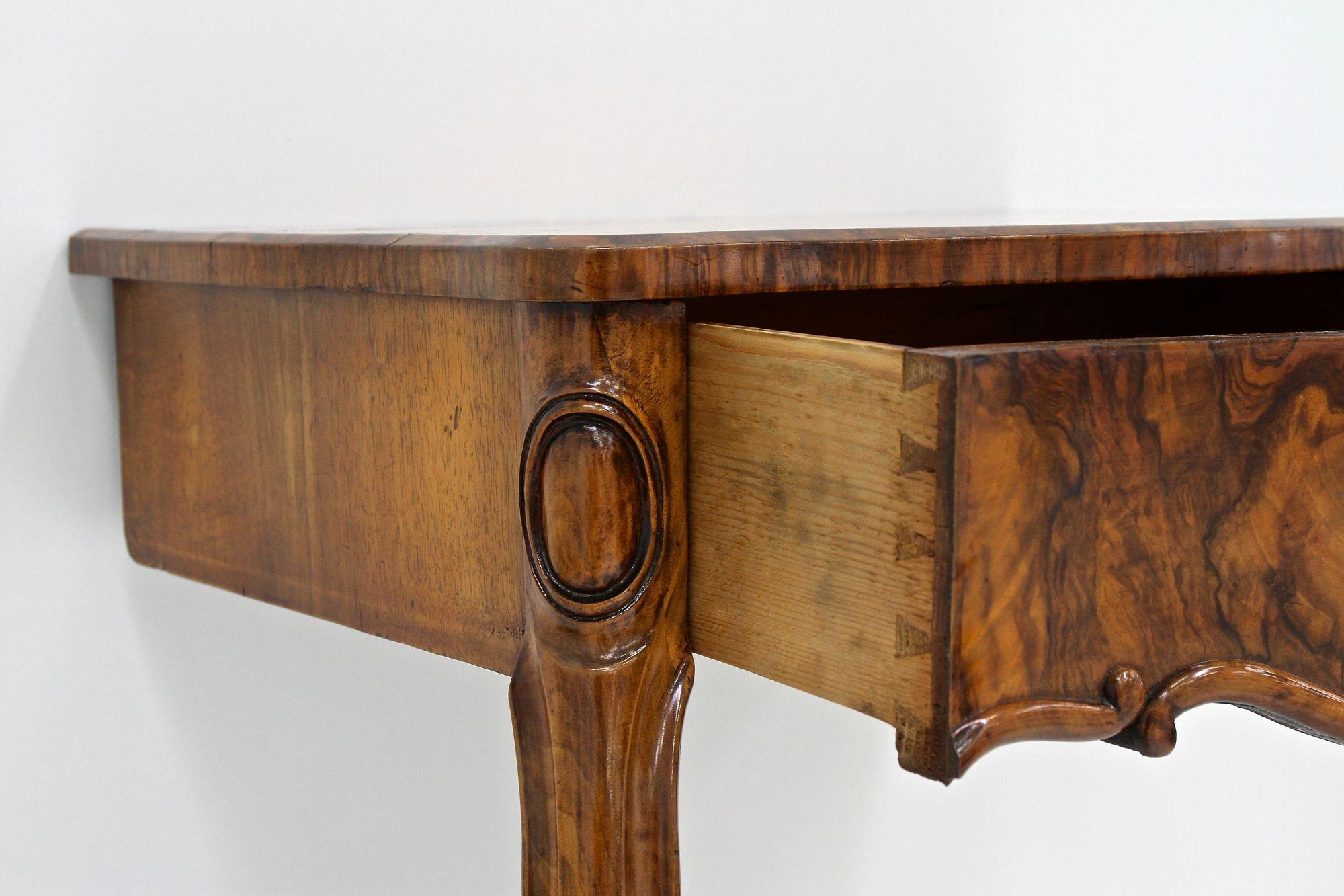 19th Century Louis Philippe Wall Console Table With Drawer, Austria ca. 1860 For Sale 7