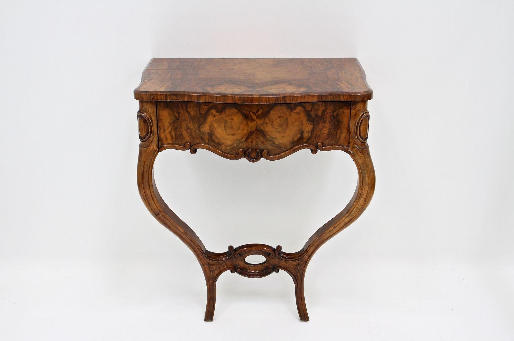 19th Century Louis Philippe Wall Console Table With Drawer, Austria ca. 1860 For Sale 11