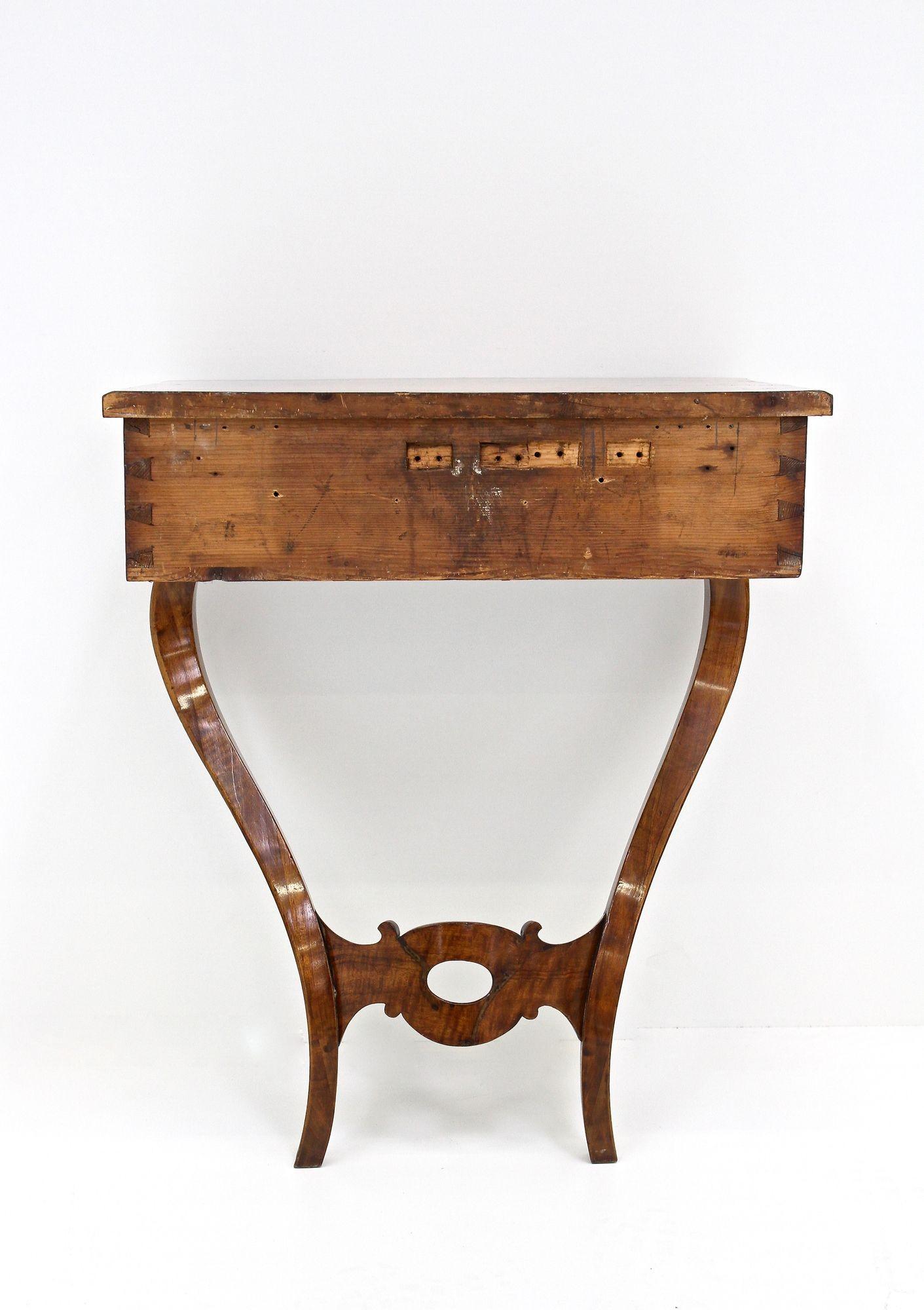 19th Century Louis Philippe Wall Console Table With Drawer, Austria ca. 1860 For Sale 12