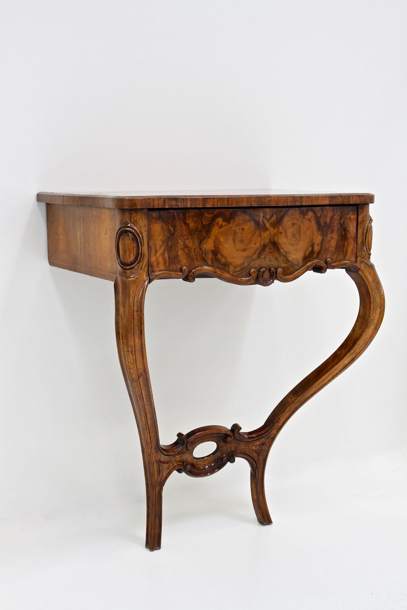19th Century Louis Philippe Wall Console Table With Drawer, Austria ca. 1860 In Good Condition For Sale In Lichtenberg, AT