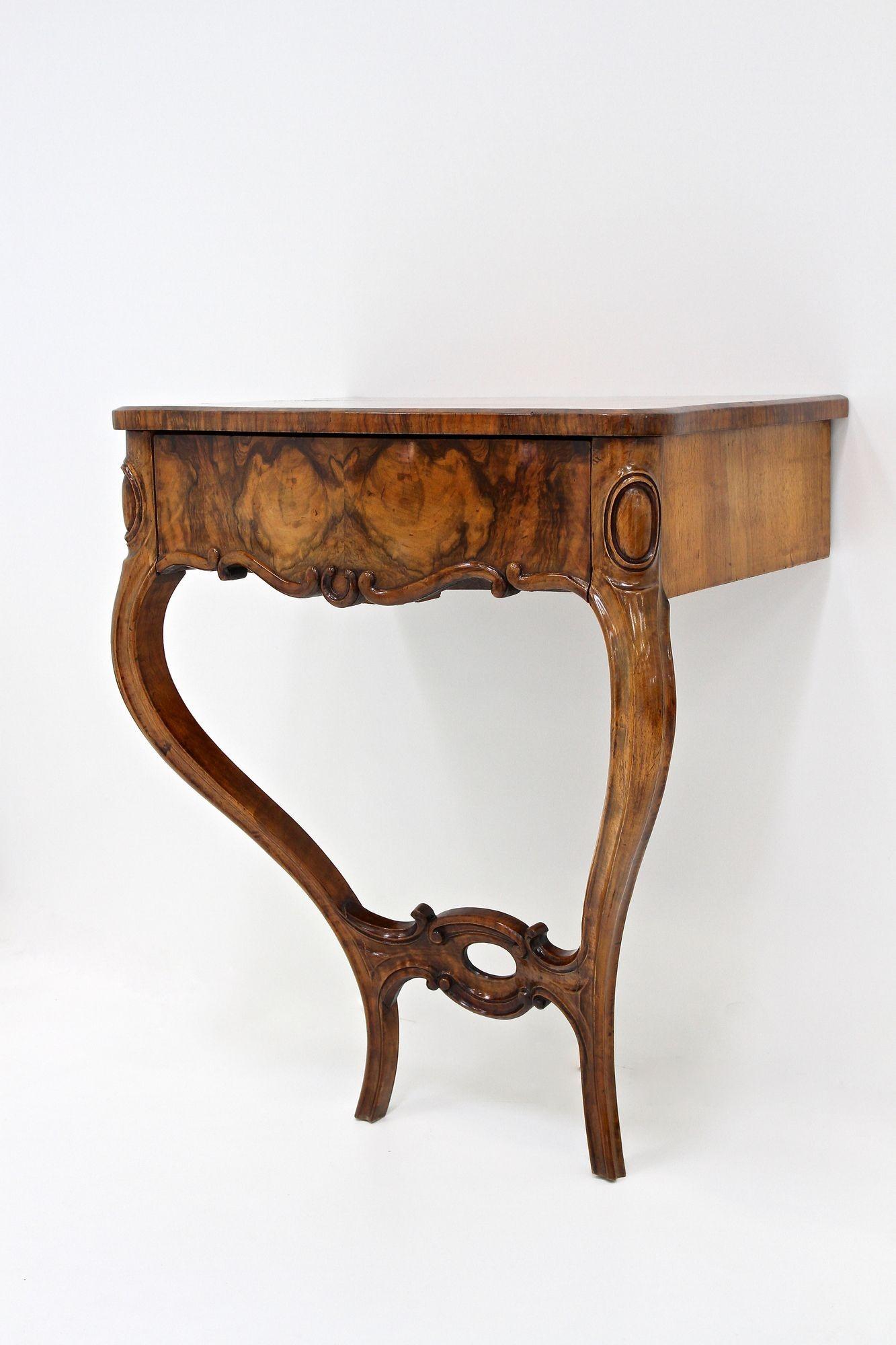 19th Century Louis Philippe Wall Console Table With Drawer, Austria ca. 1860 For Sale 1
