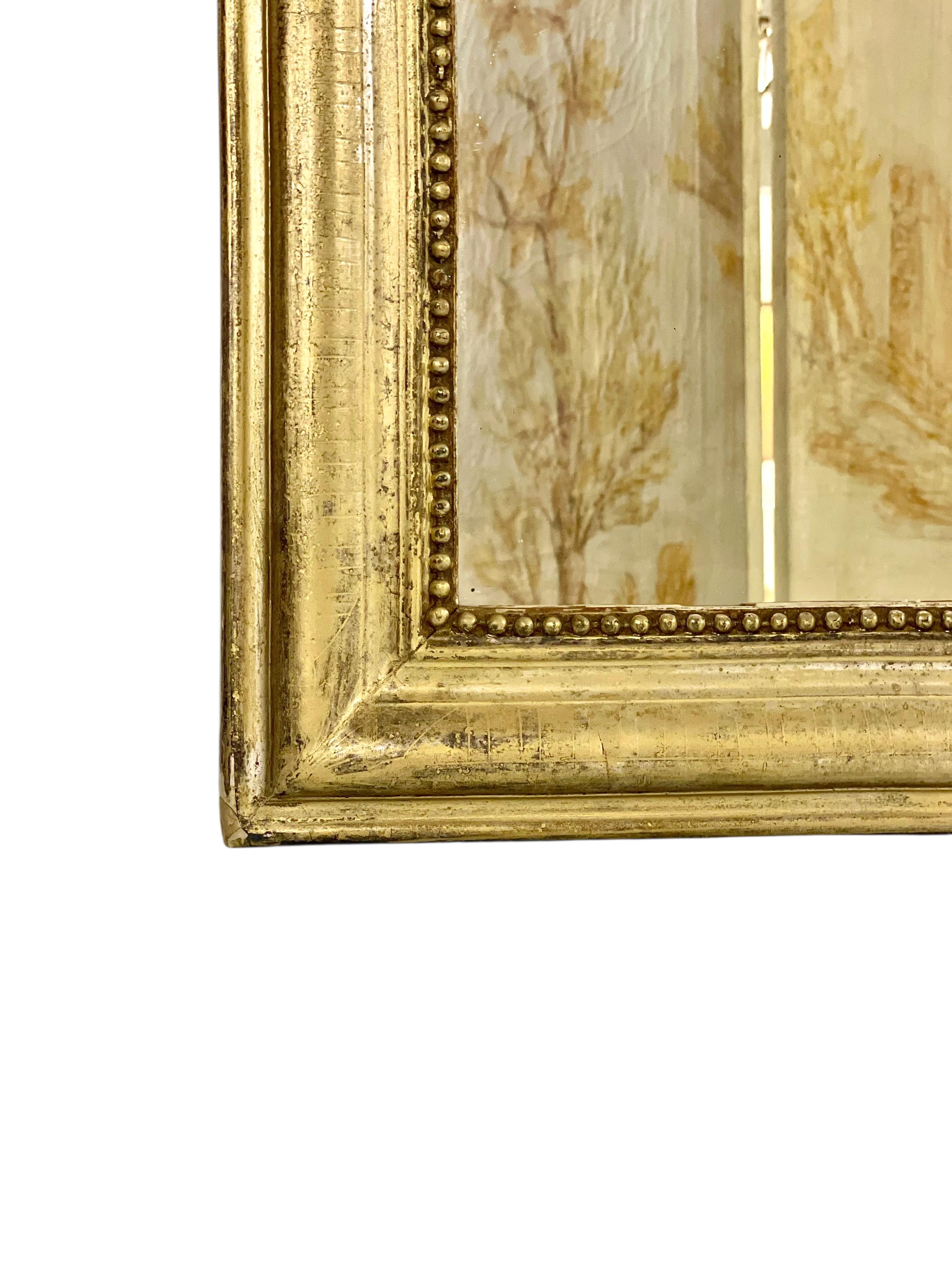 French 1830s Louis Philippe Wall Giltwood Mirror For Sale
