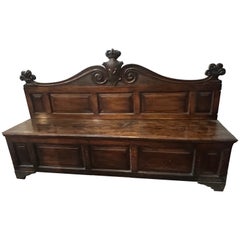 19th Century Louis Philippe Walnut Bench of the Noble Sicilian Spatafora Family