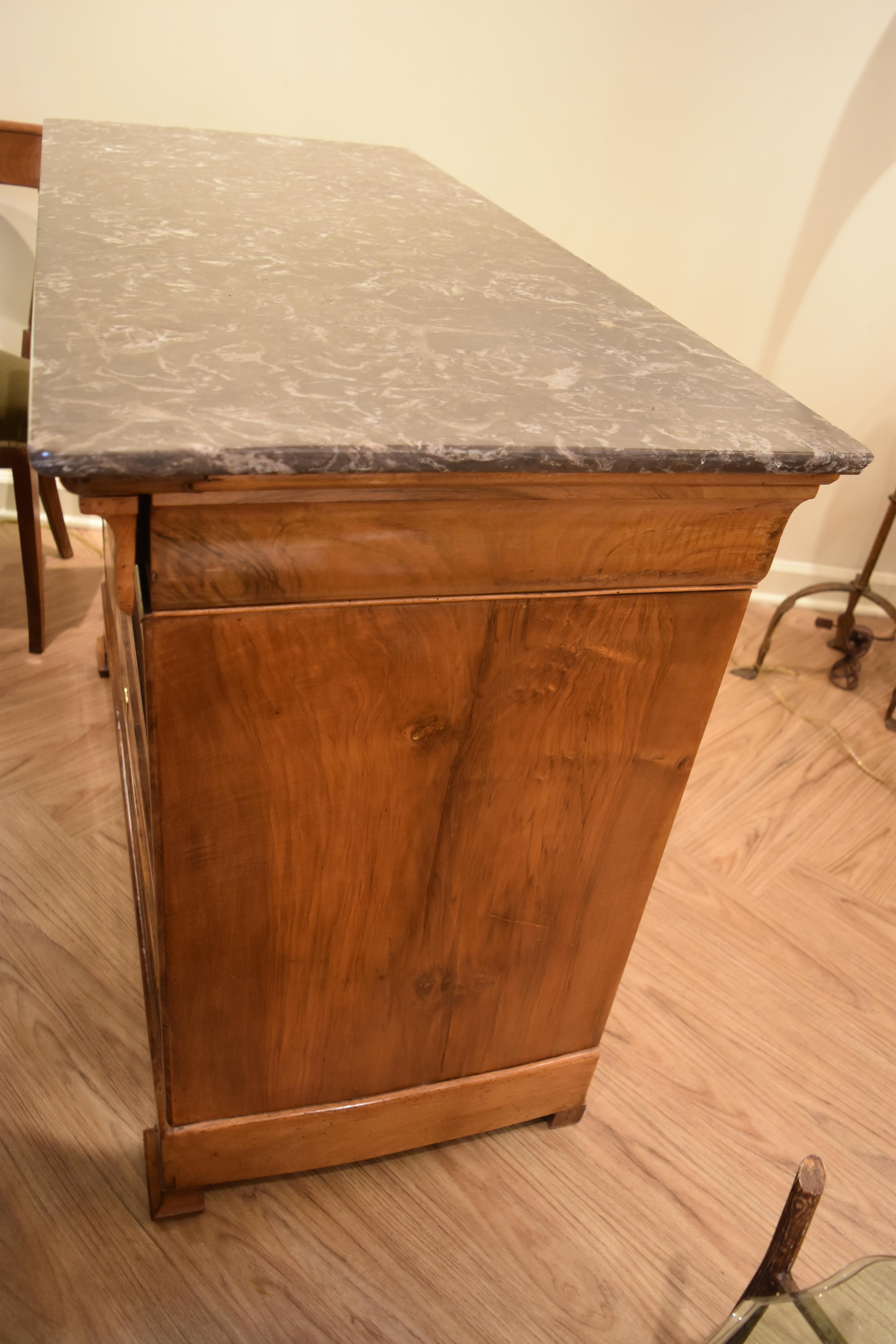 19th Century Louis Philippe Walnut Commode with Marble Top For Sale 2