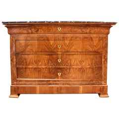 19th Century Louis Philippe Walnut Commode with Marble Top