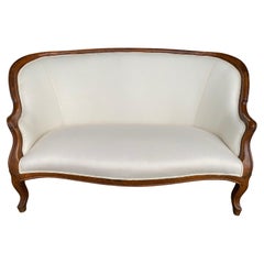 19th Century Louis Philippe Walnut Curved Settee