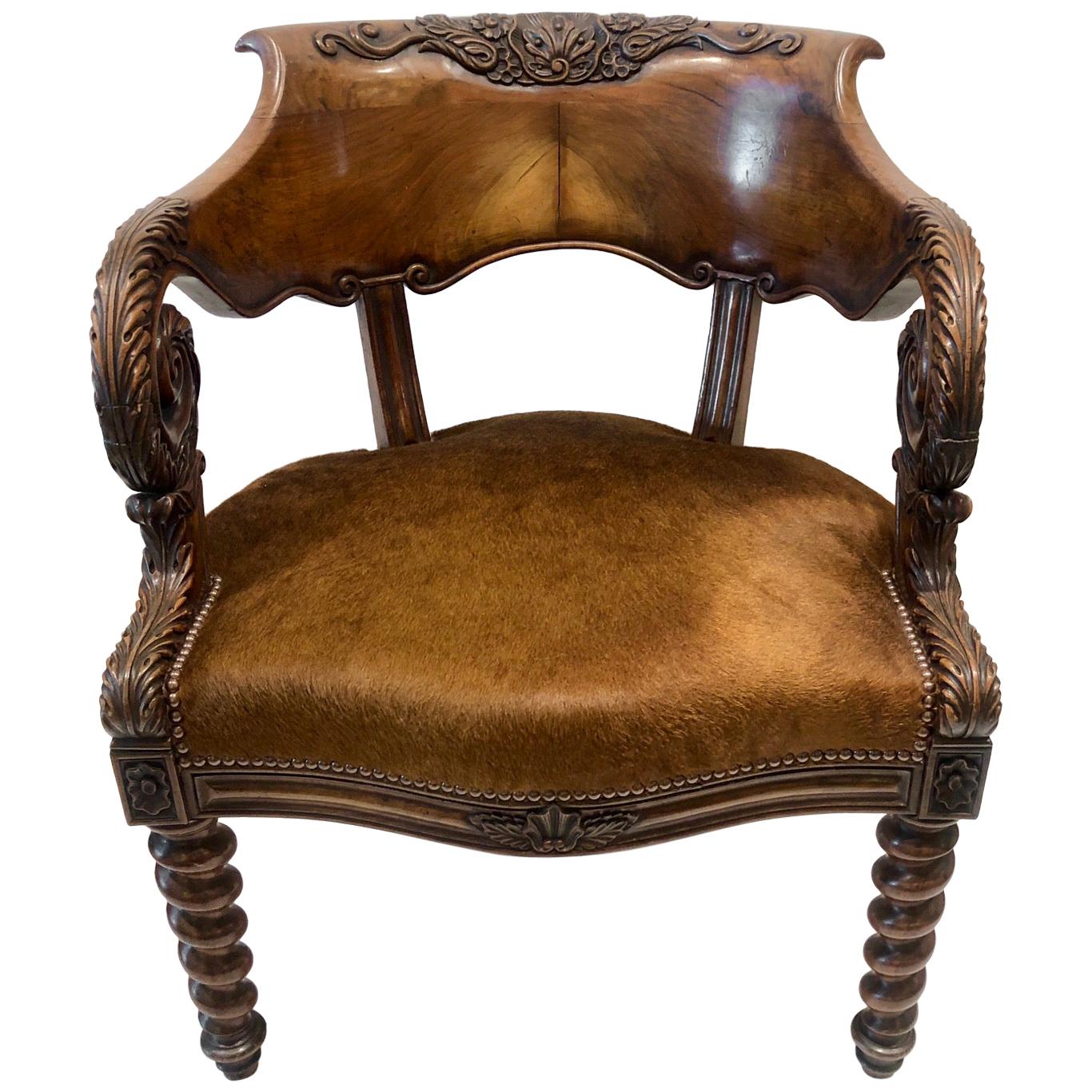 19th Century Louis Philippe Walnut Desk Chair For Sale
