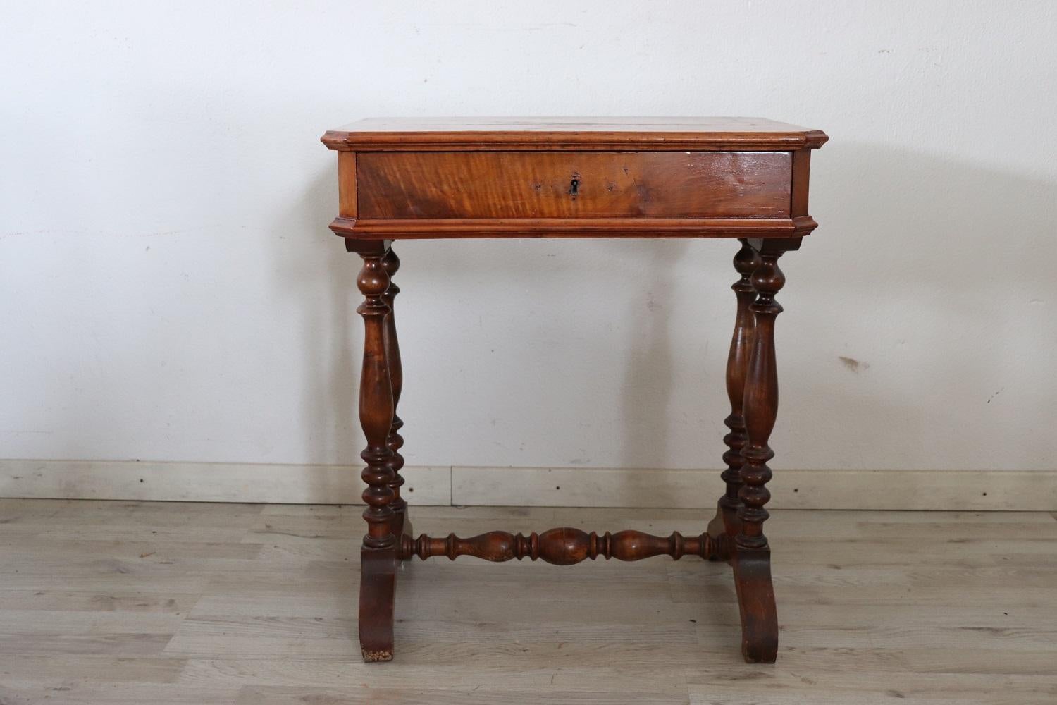 Italian 19th Century Louis Philippe Walnut Side Table For Sale