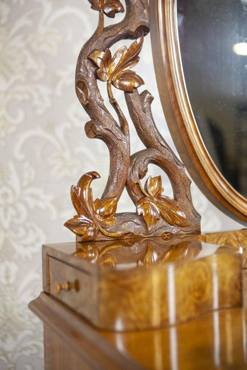 Louis Philippe Walnut Wood & Veneer Dressing Table, Late 19th Century For Sale 4