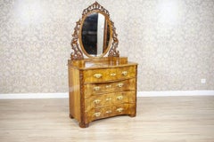 Louis Philippe Walnut Wood & Veneer Dressing Table, Late 19th Century