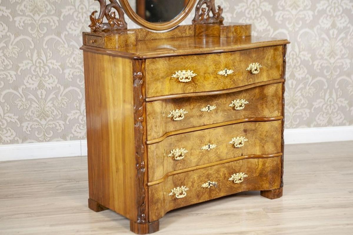 Louis Philippe Walnut Wood & Veneer Dressing Table, Late 19th Century For Sale 1