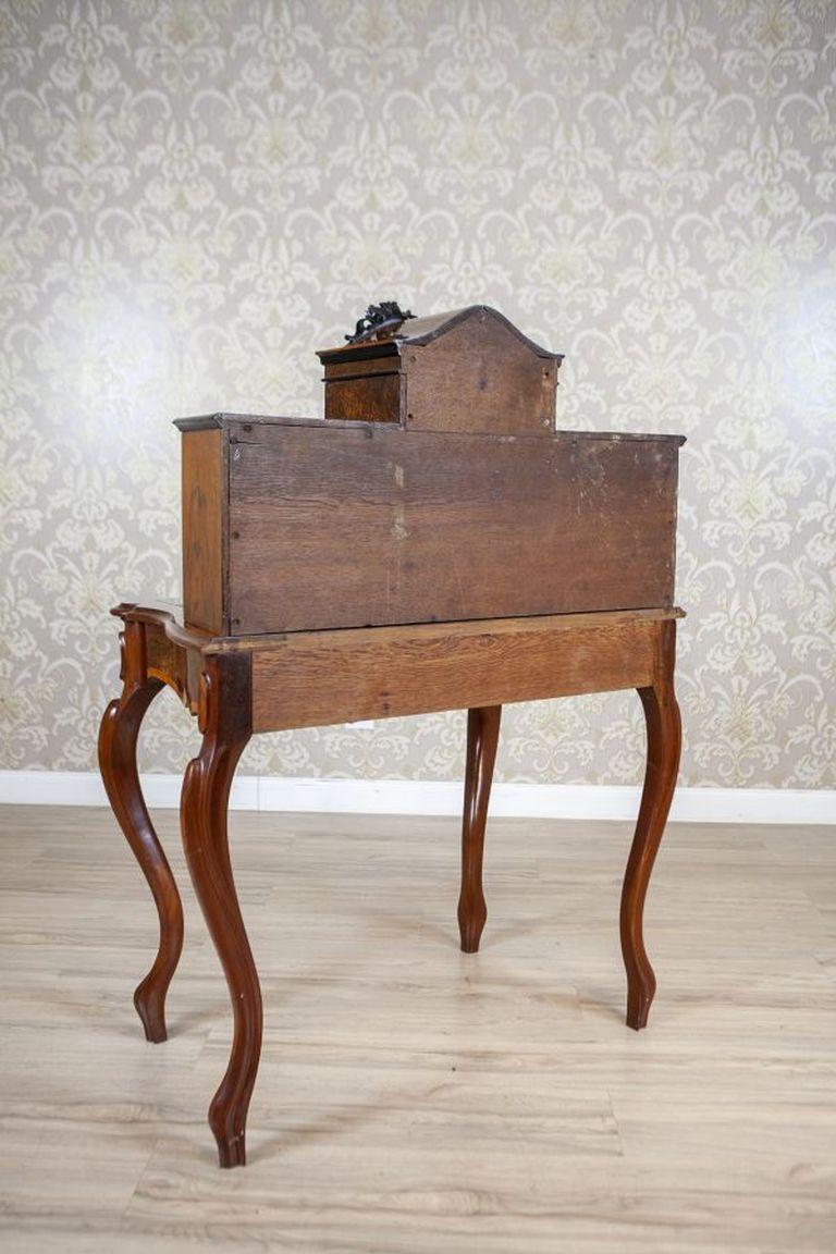 19th-Century Louis Philippe Walnut Wood & Veneer Secretary Desk After Renovation For Sale 6