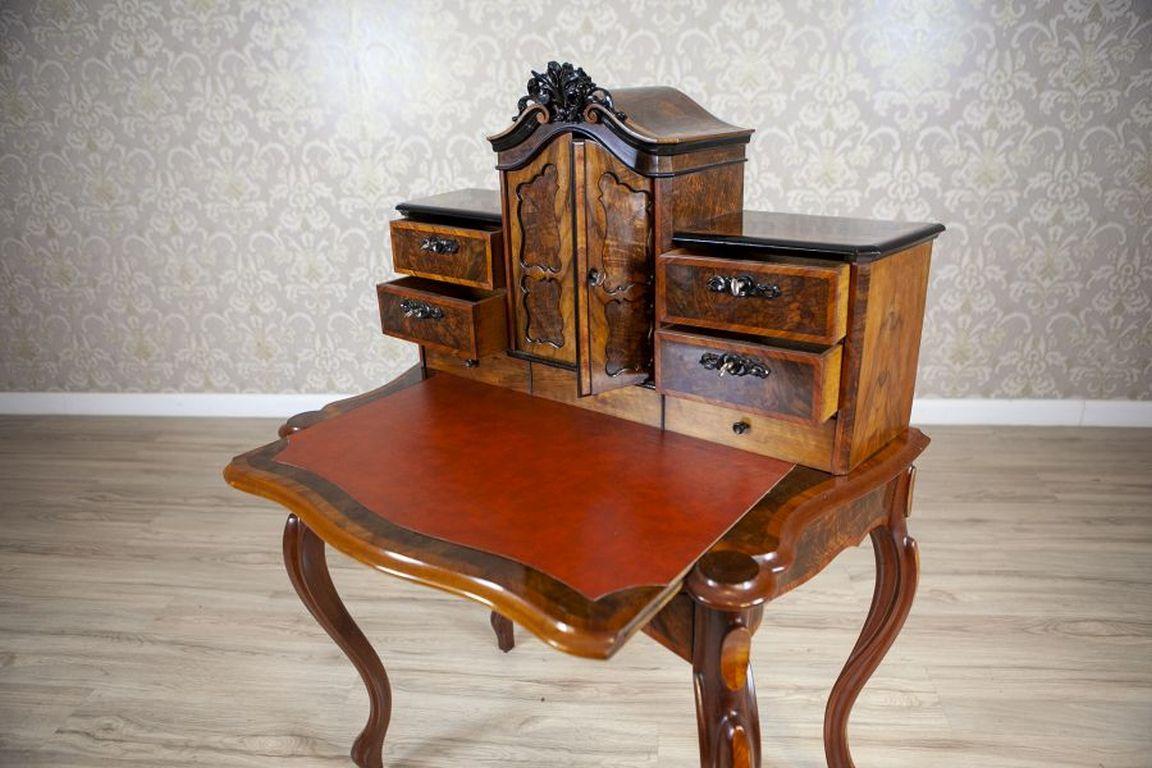 French 19th-Century Louis Philippe Walnut Wood & Veneer Secretary Desk After Renovation For Sale