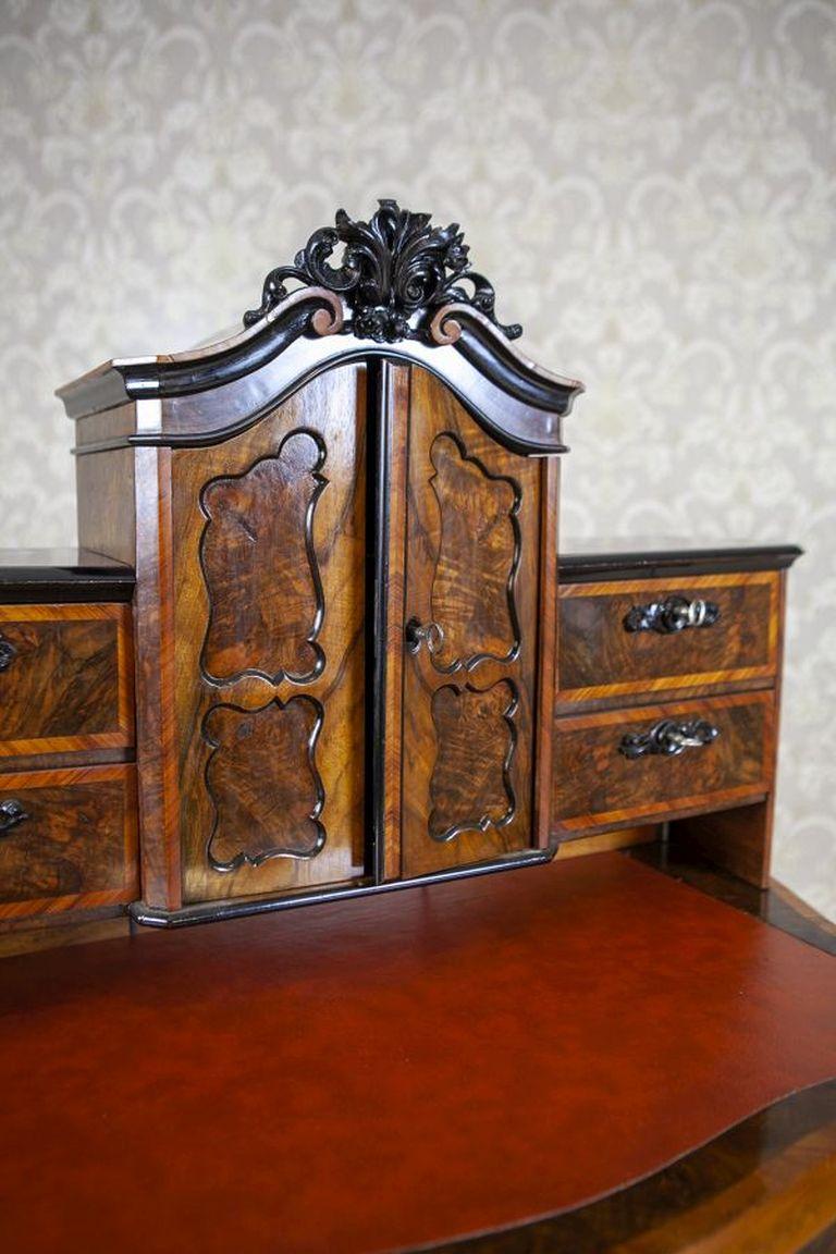 Mid-19th Century 19th-Century Louis Philippe Walnut Wood & Veneer Secretary Desk After Renovation For Sale