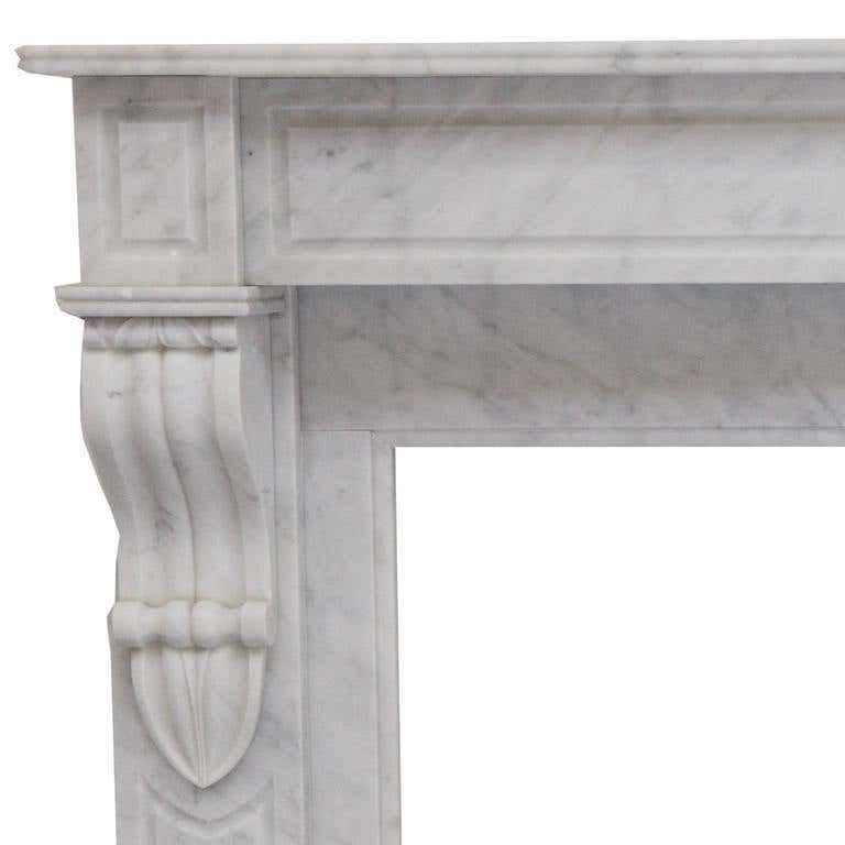 19th Century Louis Phillipe Carrara Marble Fireplace Mantel In Good Condition For Sale In Southall, GB
