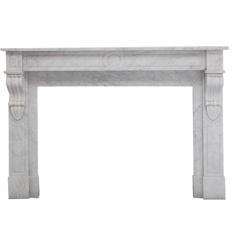 19th Century Louis Phillipe Carrara Marble Fireplace Mantel For Sale