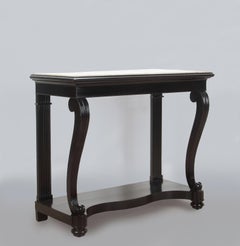 19th Century Louis Phillipe Ebonised Console Table with Marble Top