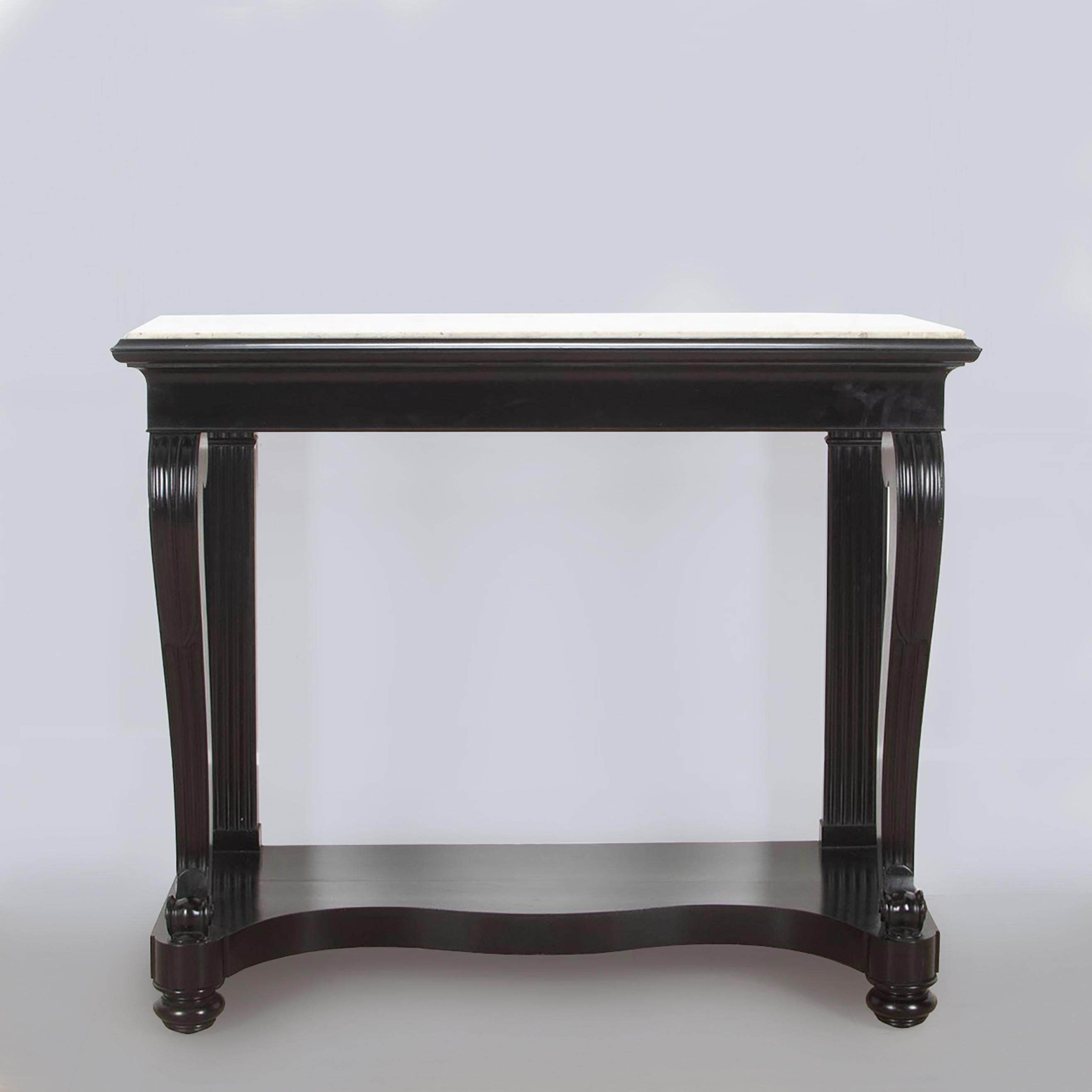 Louis Philippe 19th Century Louis Phillipe Ebonised Console Table with Marble Top For Sale