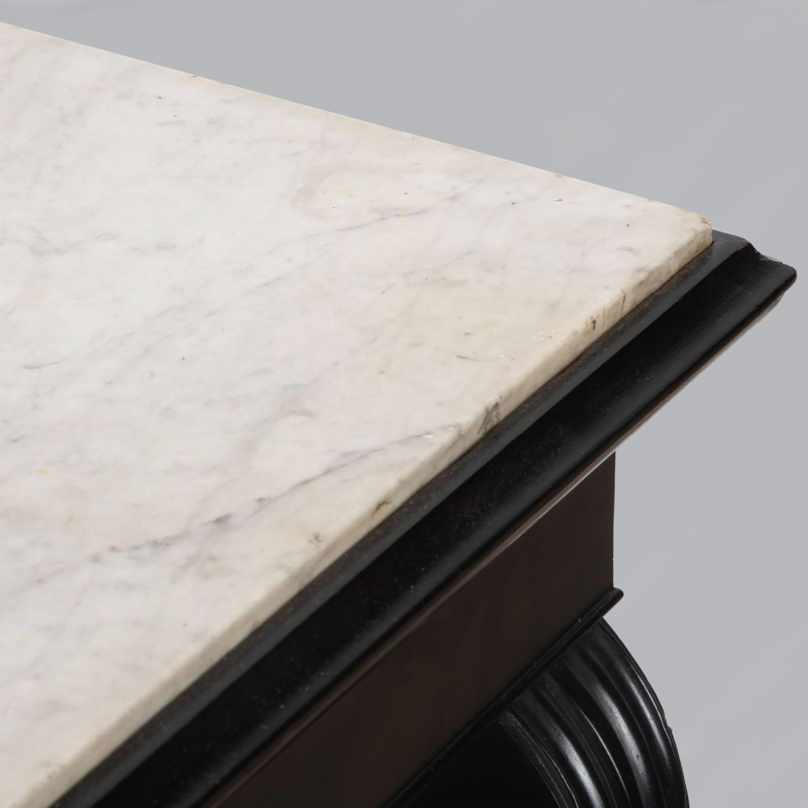 Ebonized 19th Century Louis Phillipe Ebonised Console Table with Marble Top For Sale
