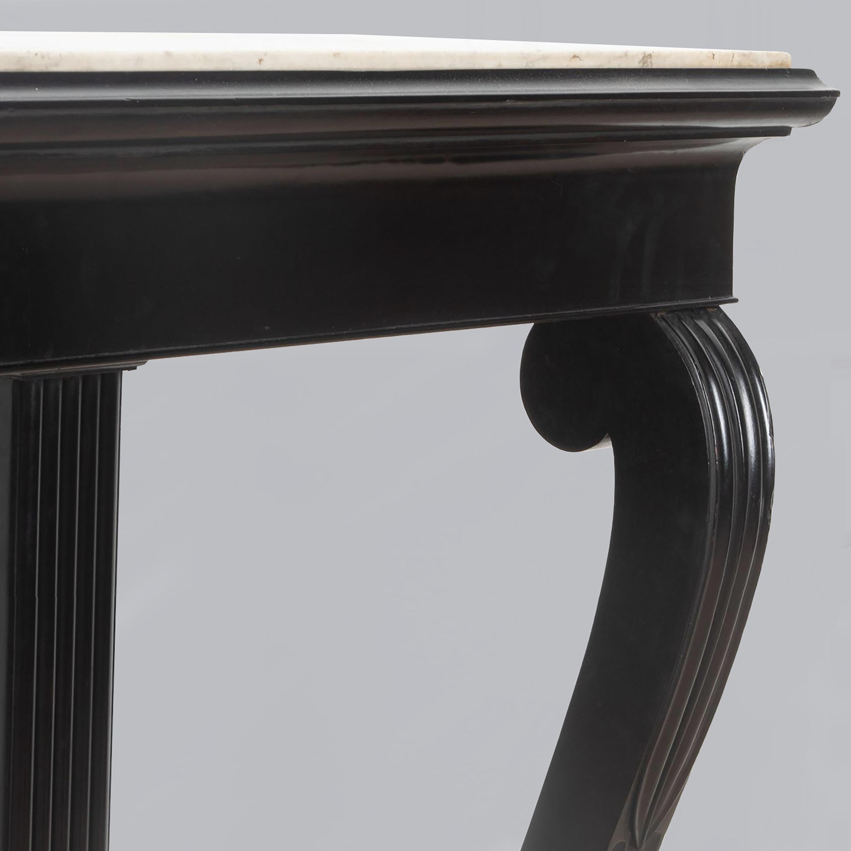 19th Century Louis Phillipe Ebonised Console Table with Marble Top In Good Condition For Sale In London, GB
