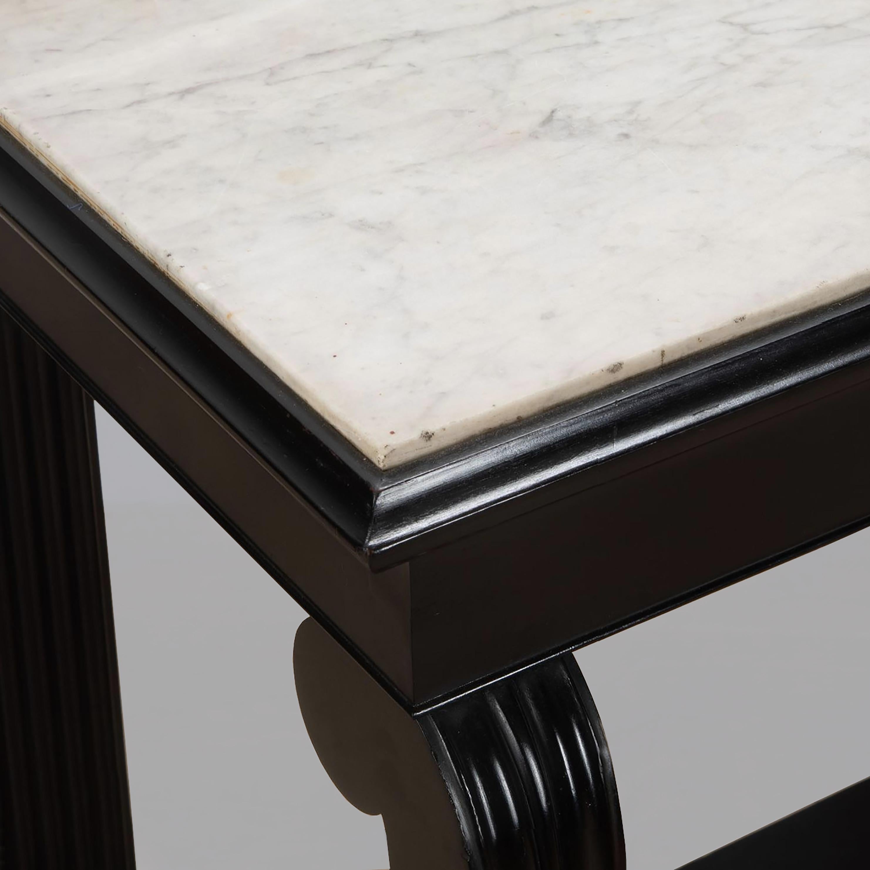 19th Century Louis Phillipe Ebonised Console Table with Marble Top For Sale 1