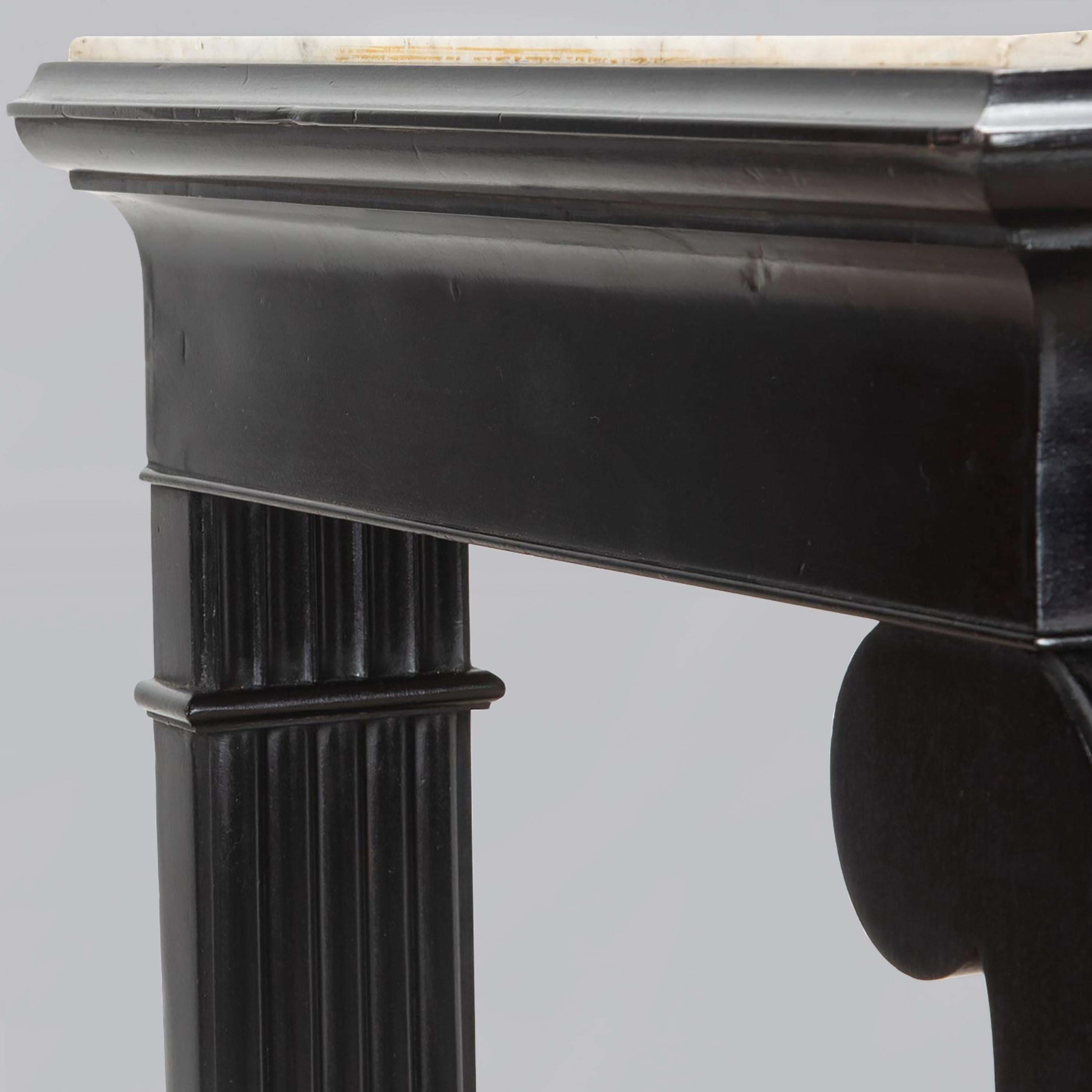 19th Century Louis Phillipe Ebonised Console Table with Marble Top For Sale 3