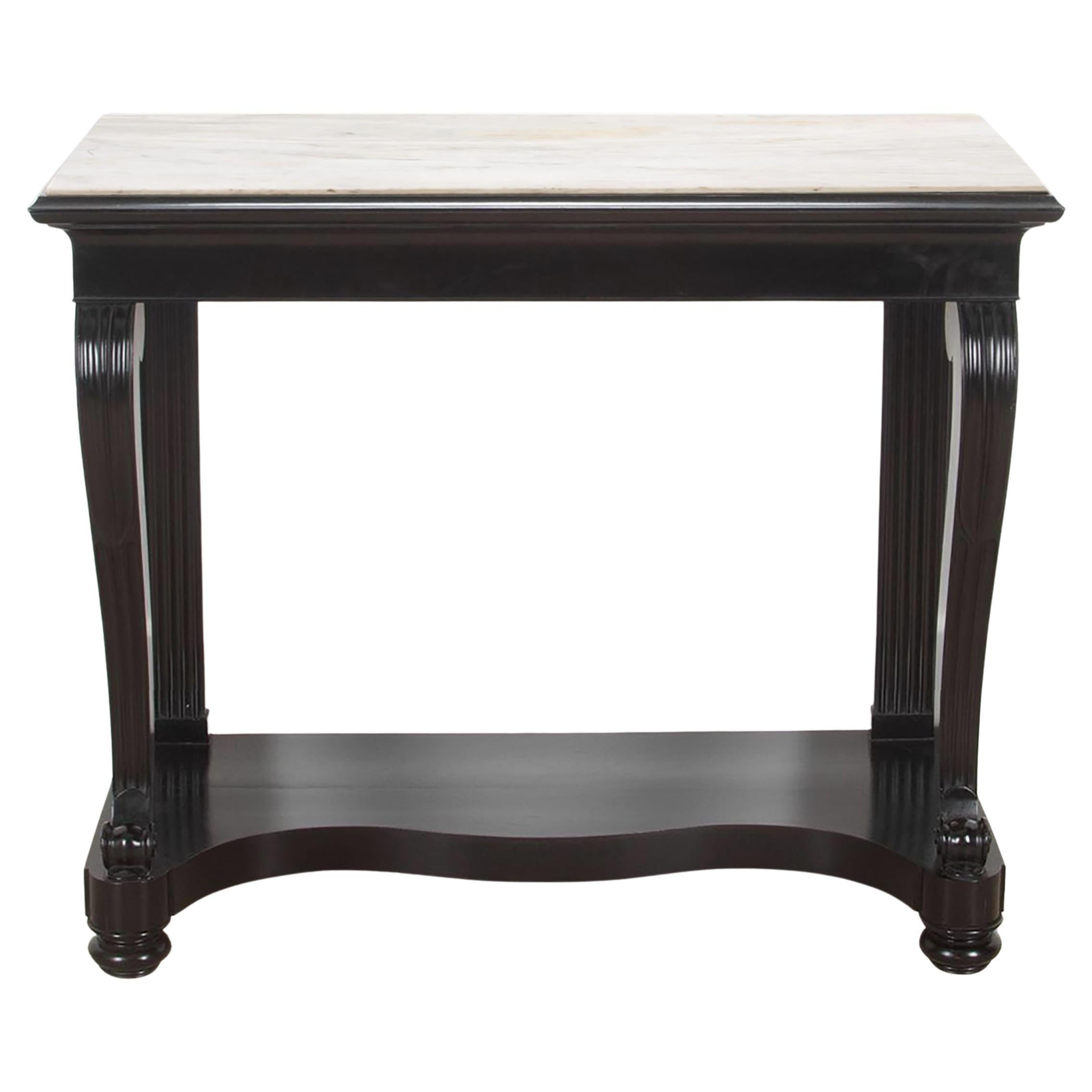 19th Century Louis Phillipe Ebonised Console Table with Marble Top For Sale