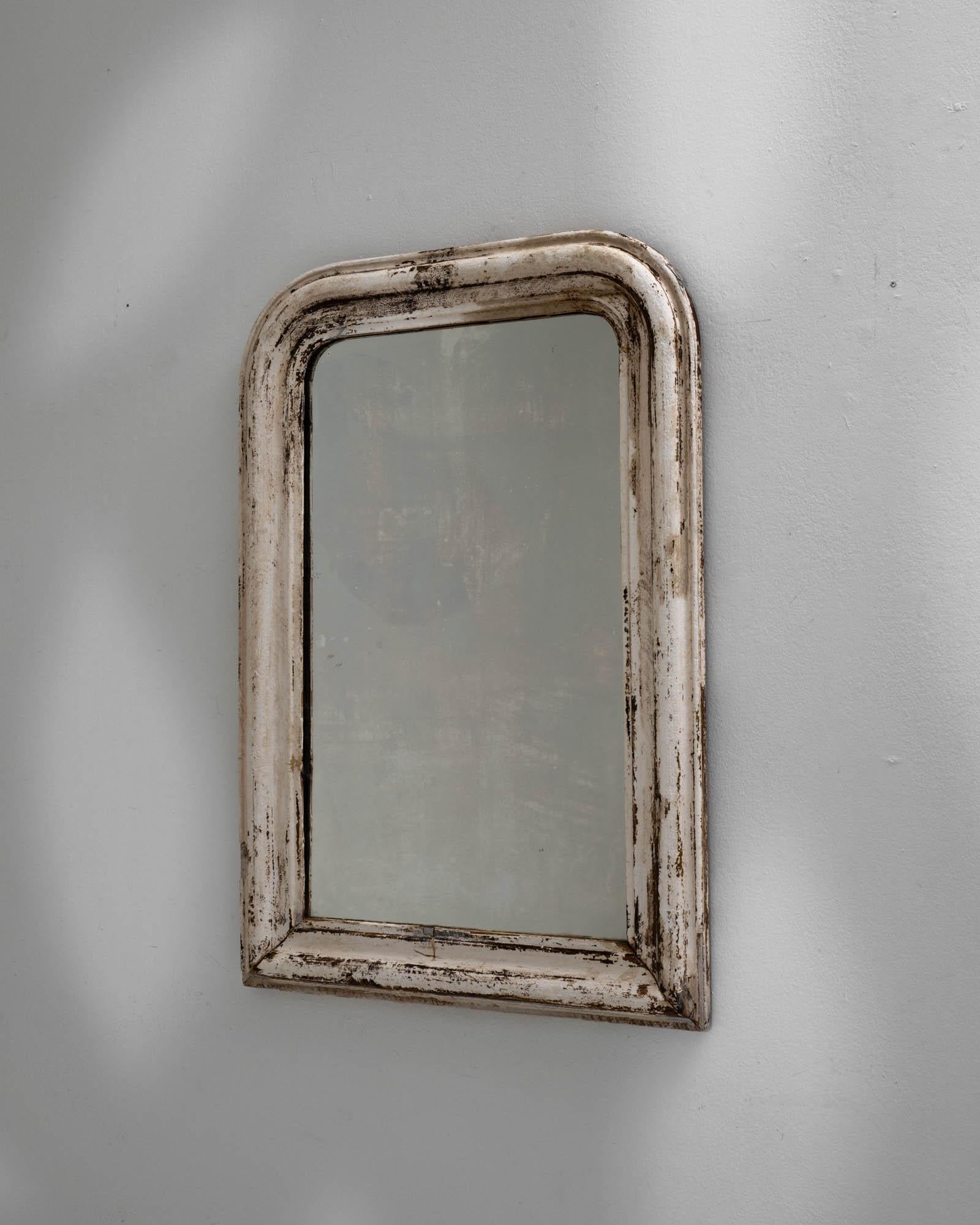 XIXe siècle Miroir blanc patiné Louis Phillipe français du 19ème siècle