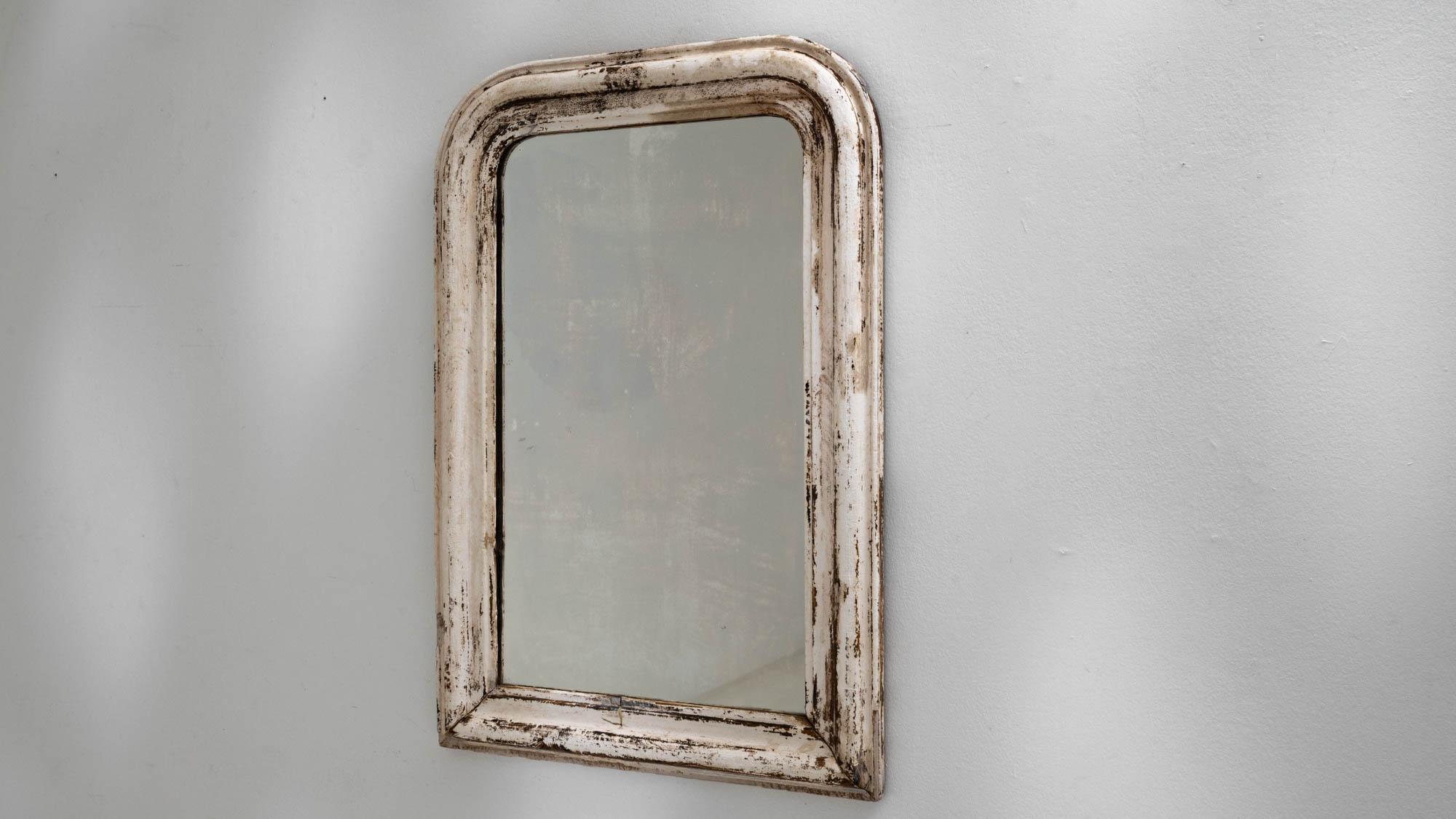 Miroir blanc patiné Louis Phillipe français du 19ème siècle 1