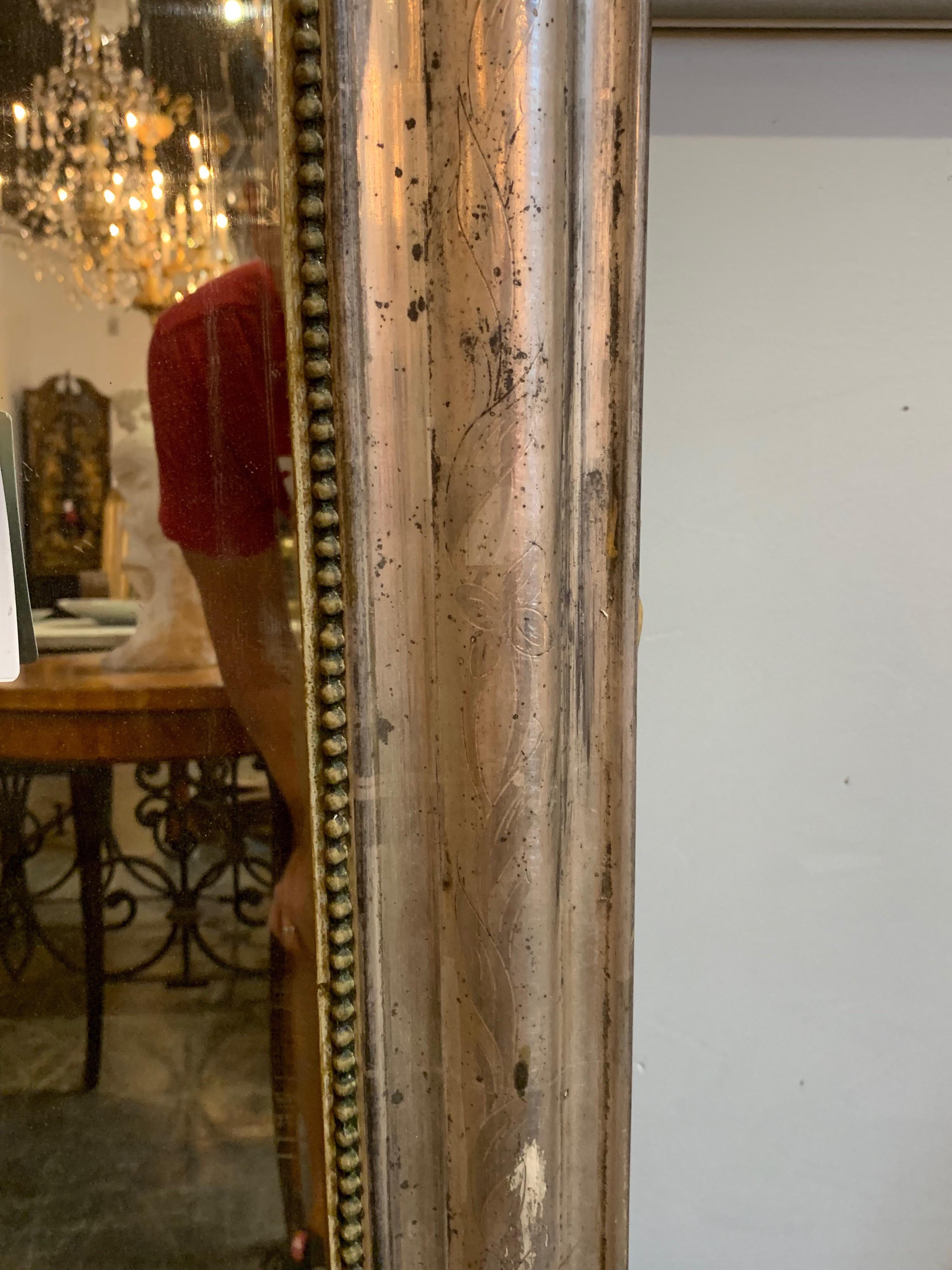 19th Century Louis Phillipe Mirror with Crest In Good Condition In Dallas, TX