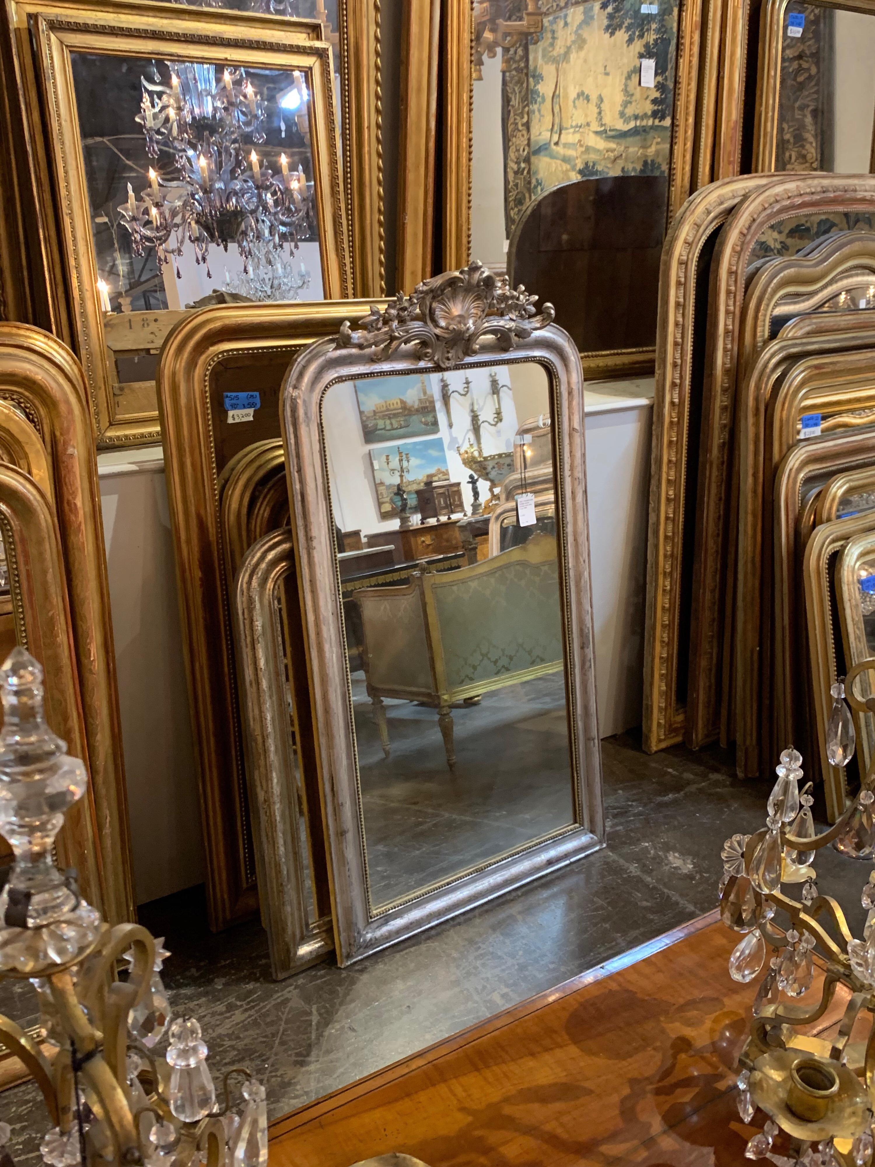 Wood 19th Century Louis Phillipe Mirror with Crest