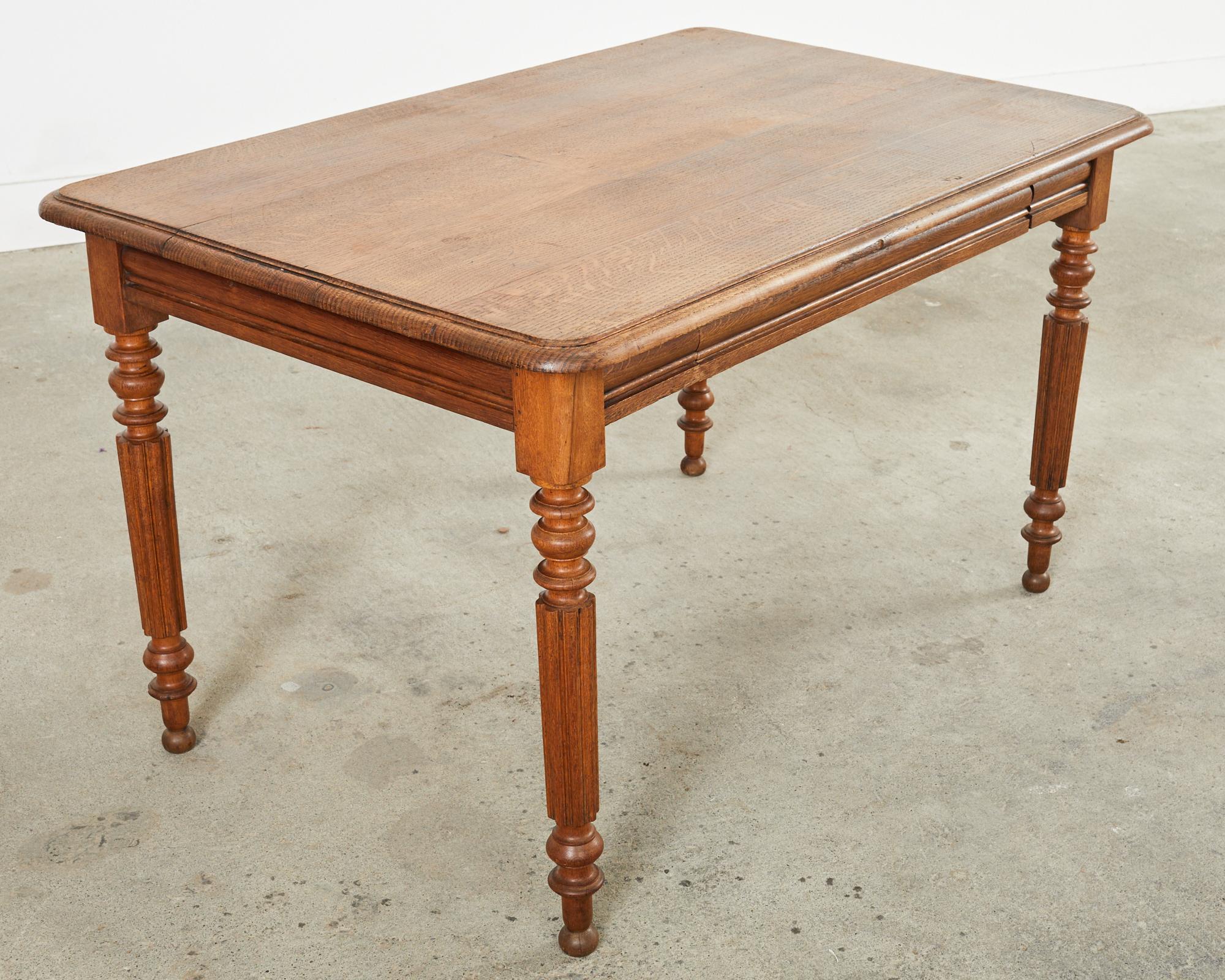 19th Century Louis Phllippe Style Oak Writing Table or Desk For Sale 9