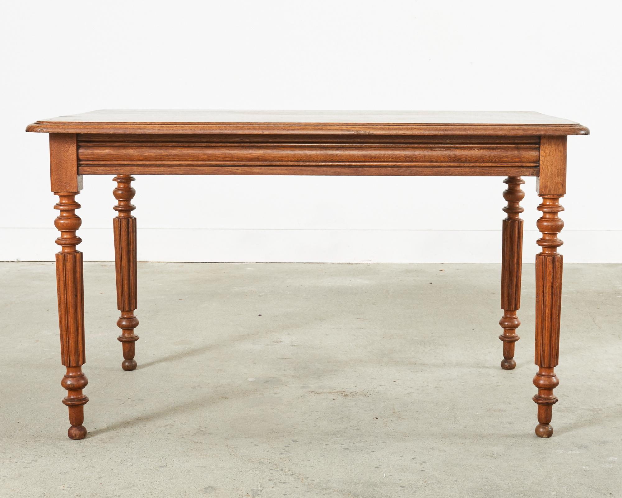 19th Century Louis Phllippe Style Oak Writing Table or Desk For Sale 13
