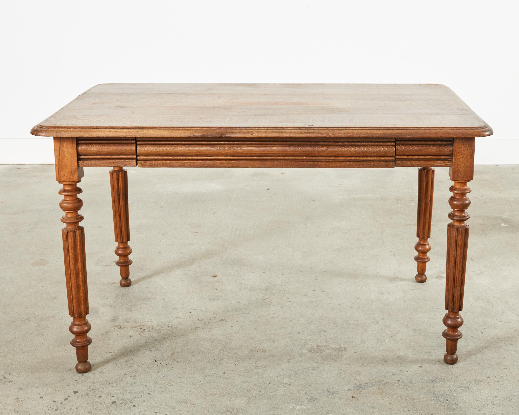 French 19th Century Louis Phllippe Style Oak Writing Table or Desk For Sale