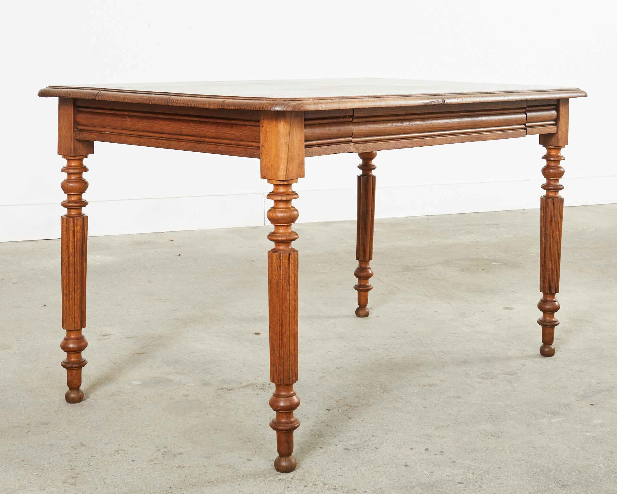 Hand-Crafted 19th Century Louis Phllippe Style Oak Writing Table or Desk For Sale