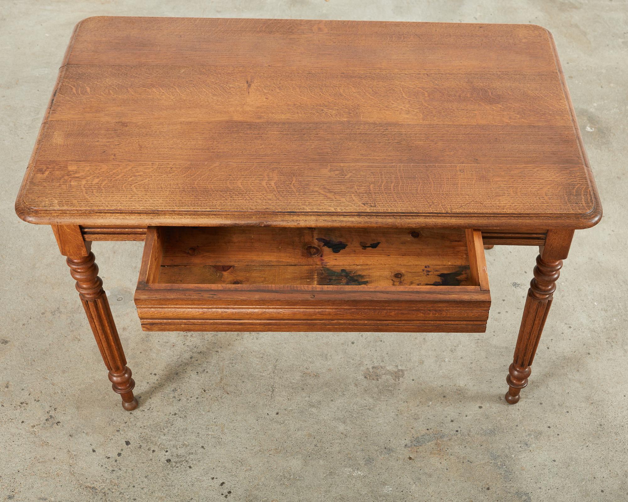19th Century Louis Phllippe Style Oak Writing Table or Desk For Sale 2