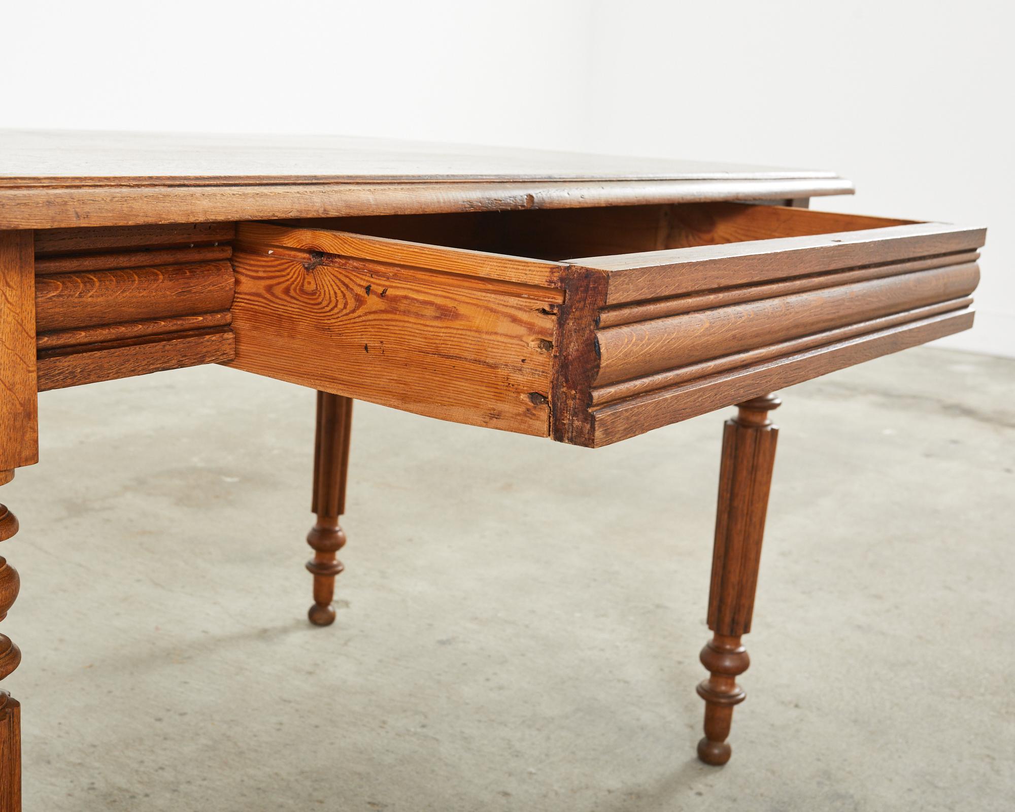 19th Century Louis Phllippe Style Oak Writing Table or Desk For Sale 3