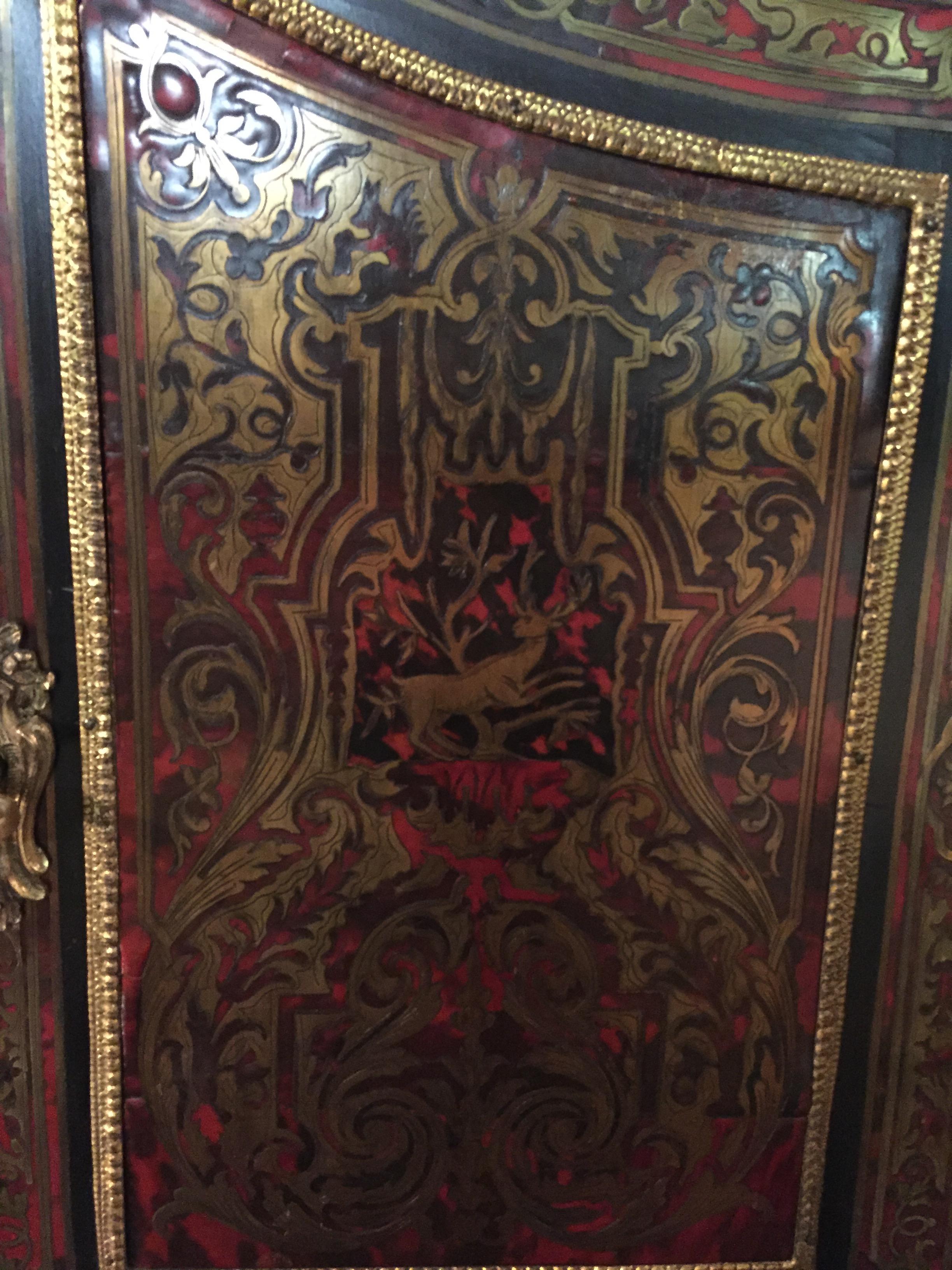 19th Century Antique Louis Quatorze Napoleon III Boulle Meuble Secretary Bronzed 6