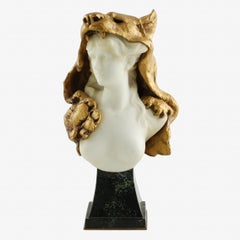 19. Jahrhundert Louis-Robert Carrier-Belleuse Marmor- und Bronzebüste des Omphale