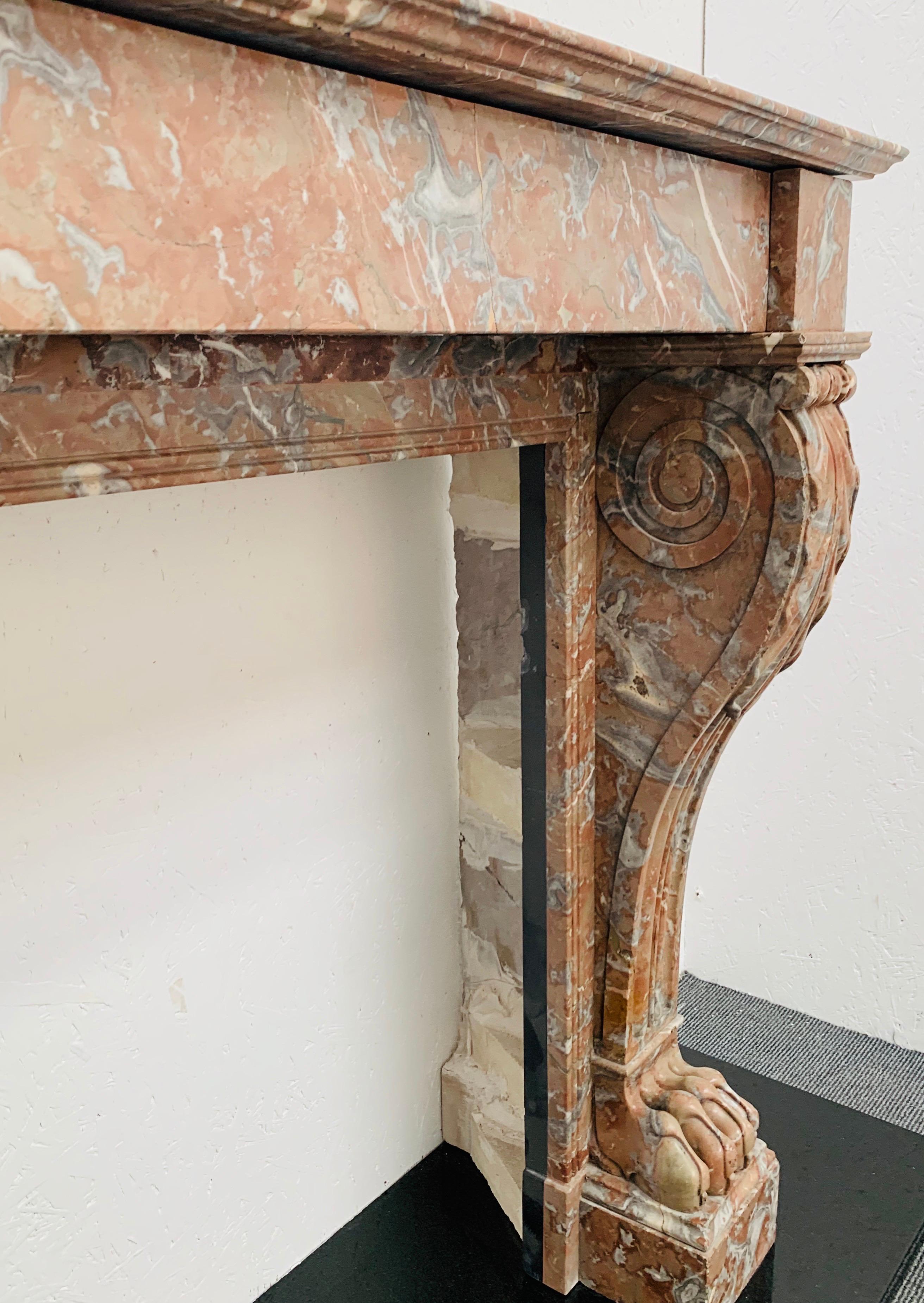 19th Century Louis Rouge Marble Mantlepiece For Sale 6